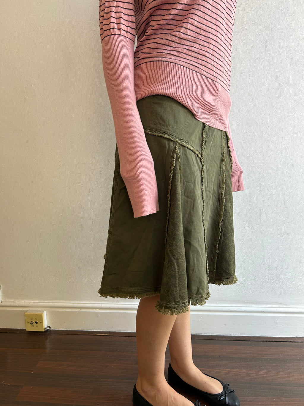 Green Floral Cargo Skirt