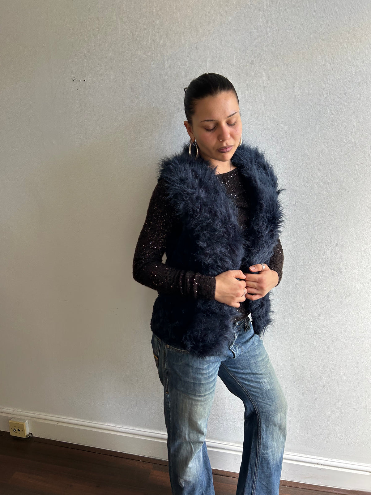 Blue Faux Fur Gilet