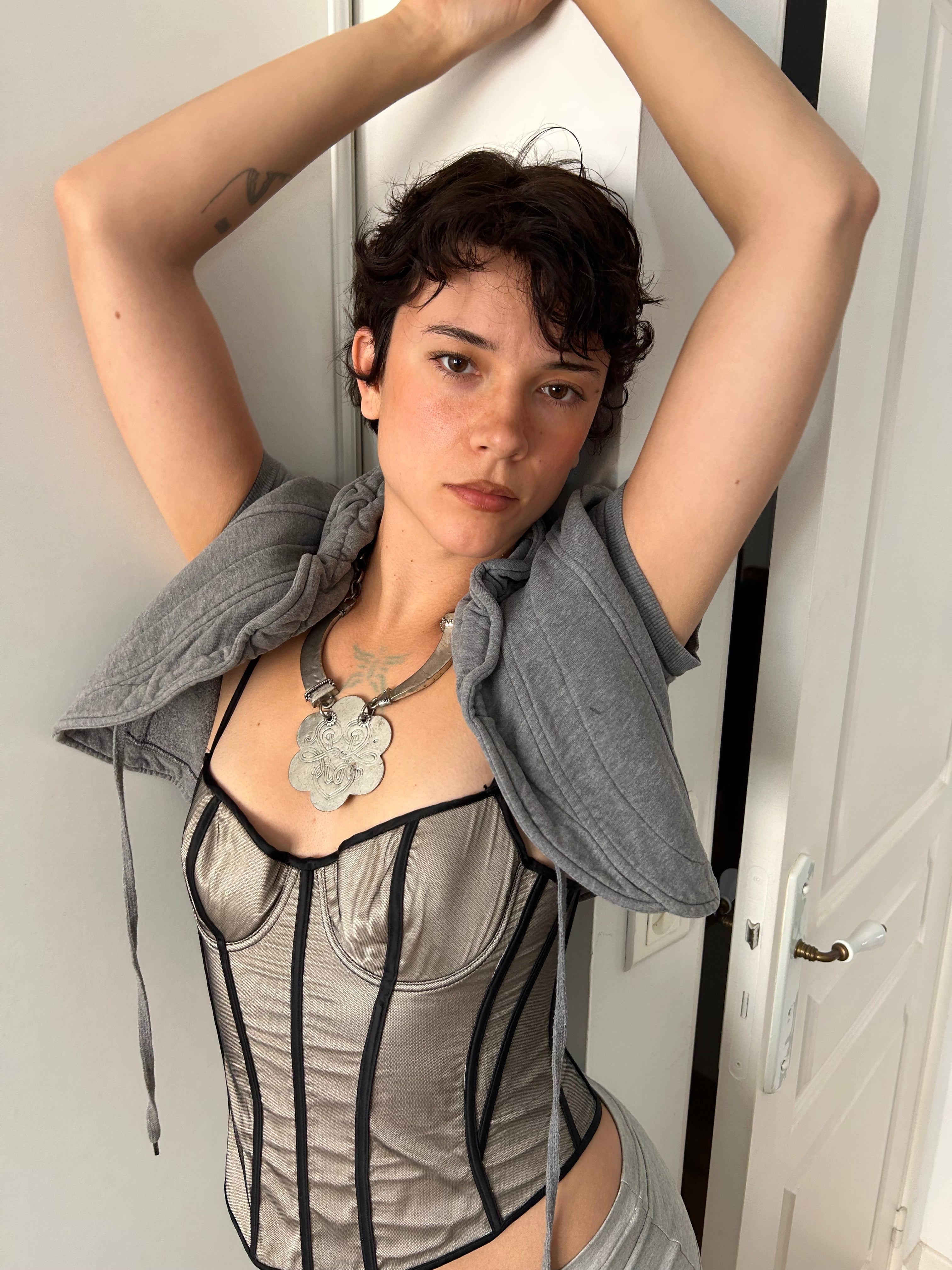 Vintage Black and grey Corset