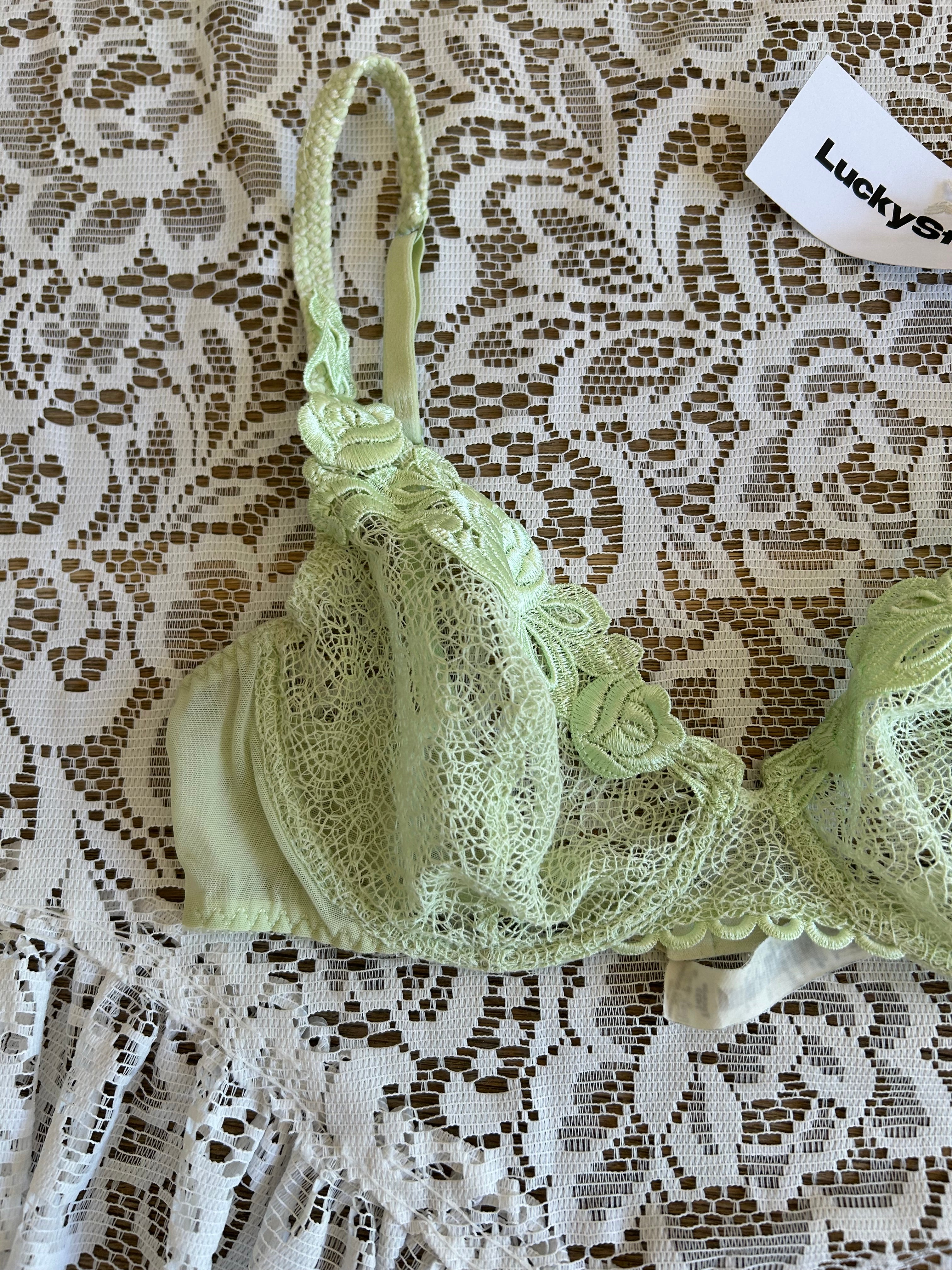 Vintage Mint Green Lace Bra