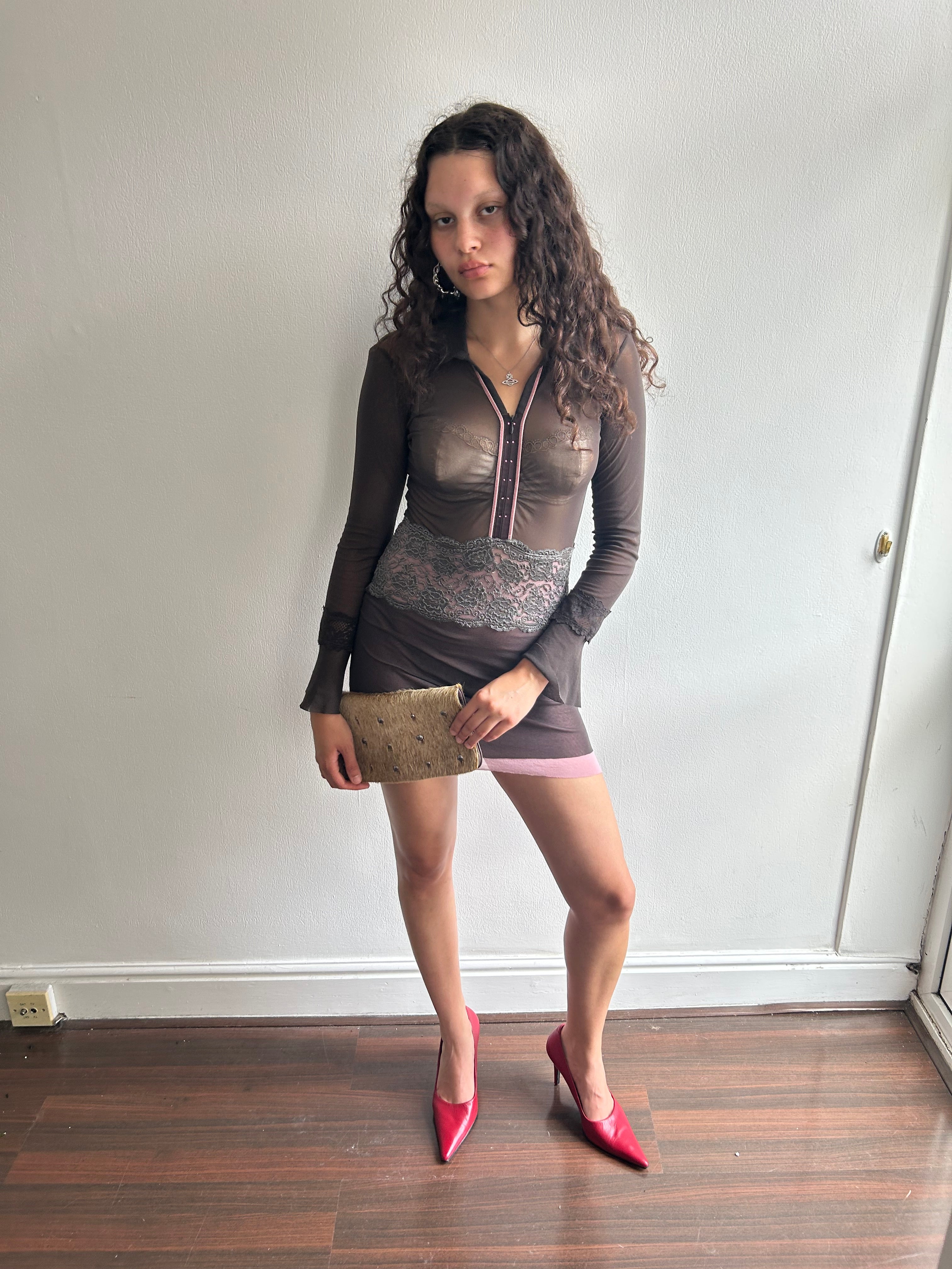 Y2K Layered Mesh Mini Dress