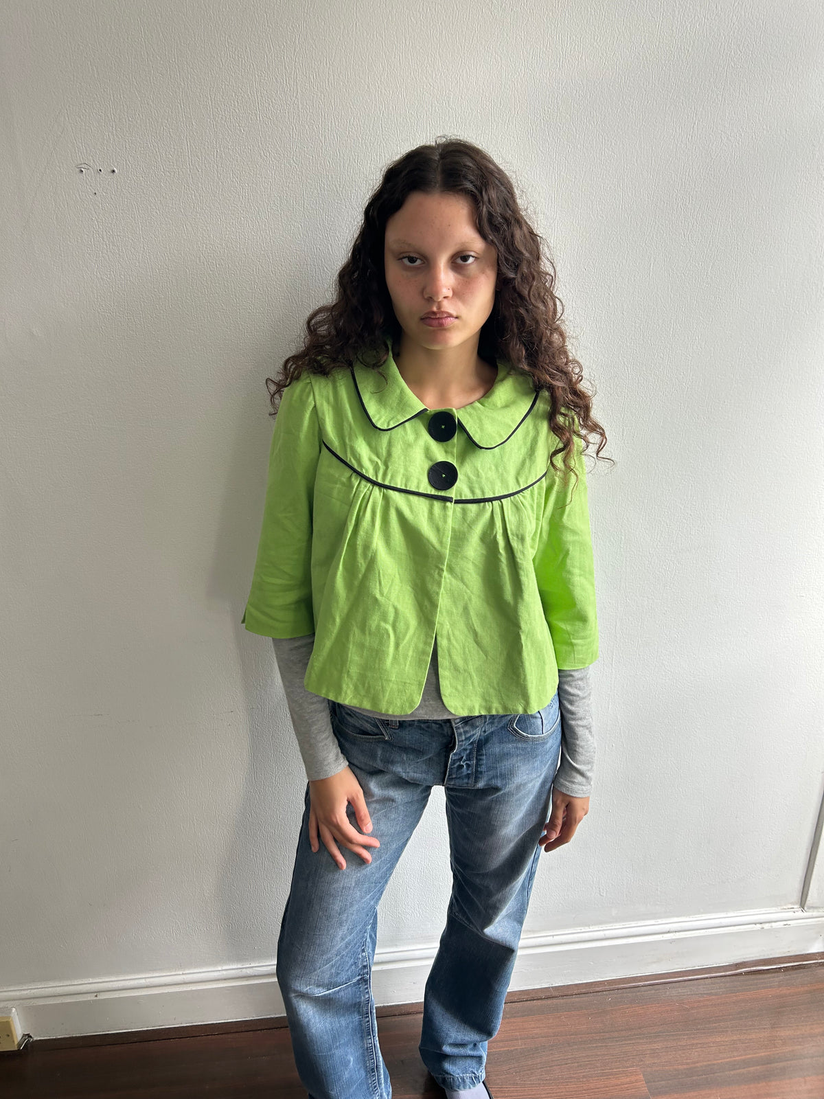 Lime Green Cropped Peacoat