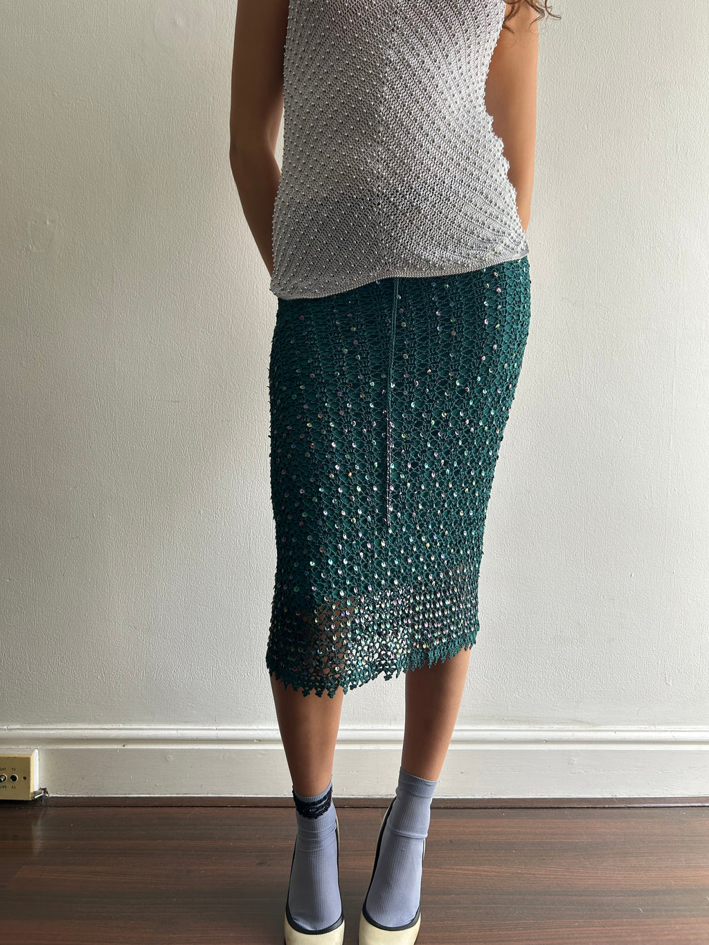 Y2K Green Sequin Dress/Skirt