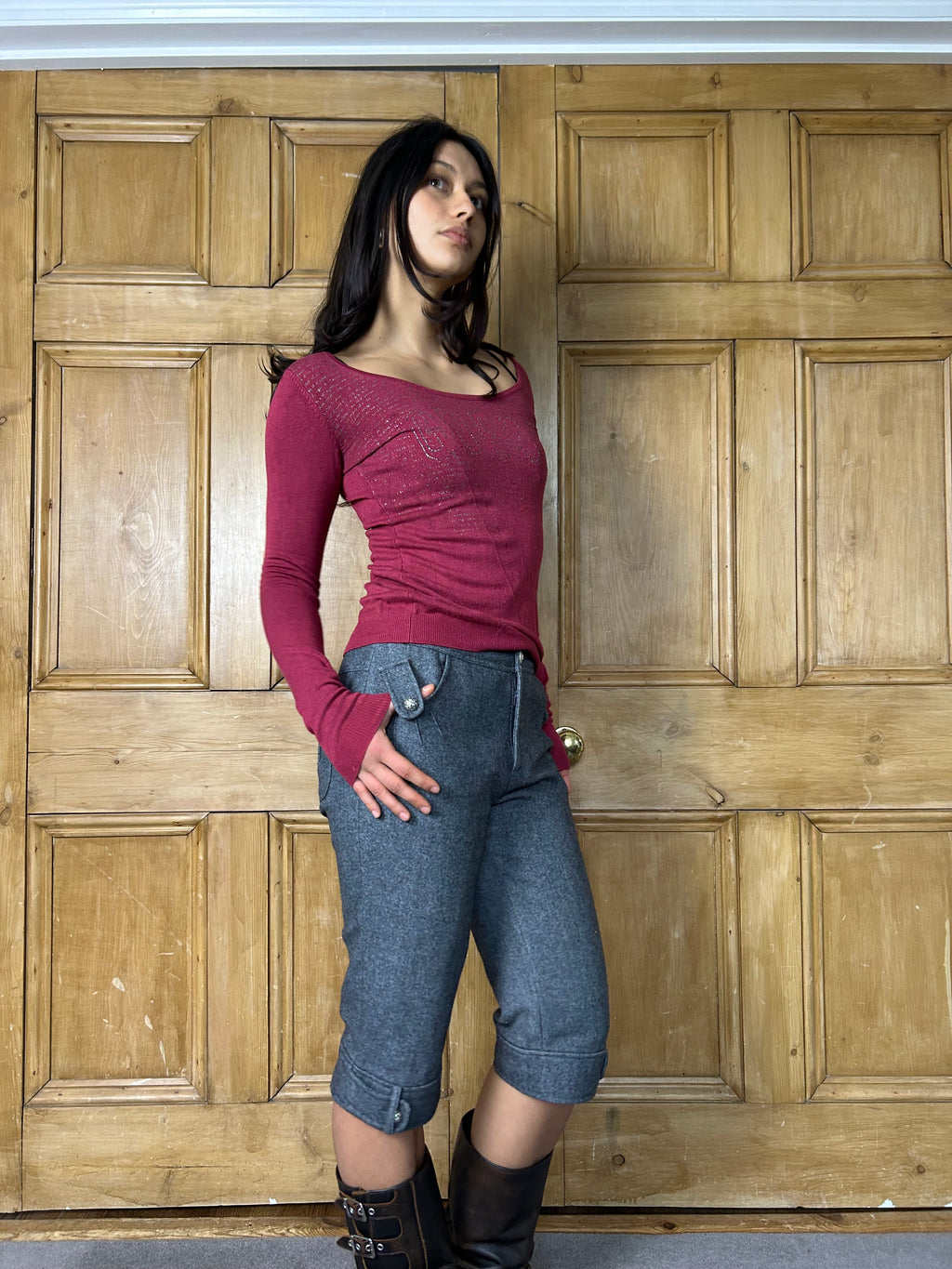 Vintage Grey Capris Trousers