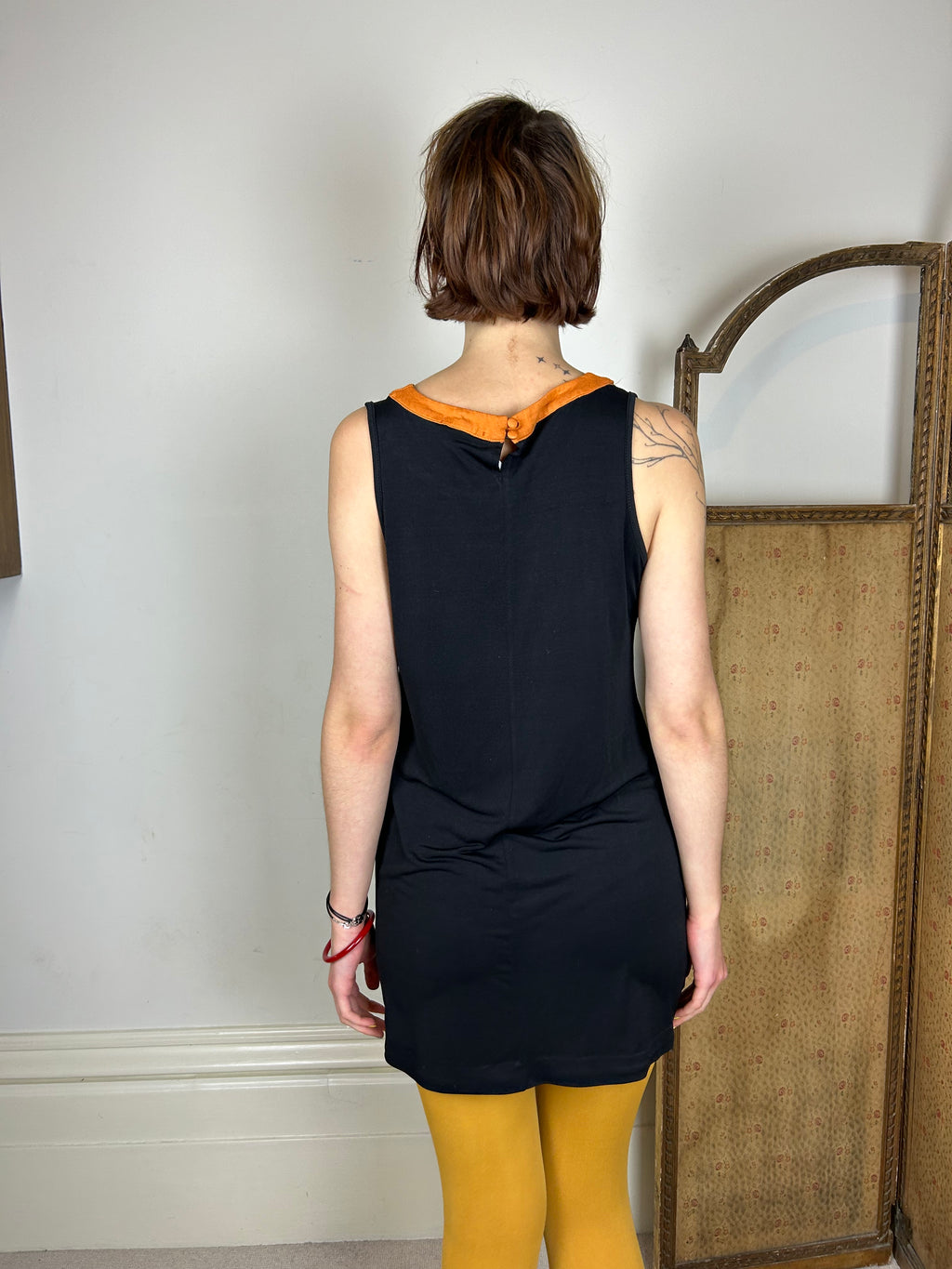 Black flower mini dress