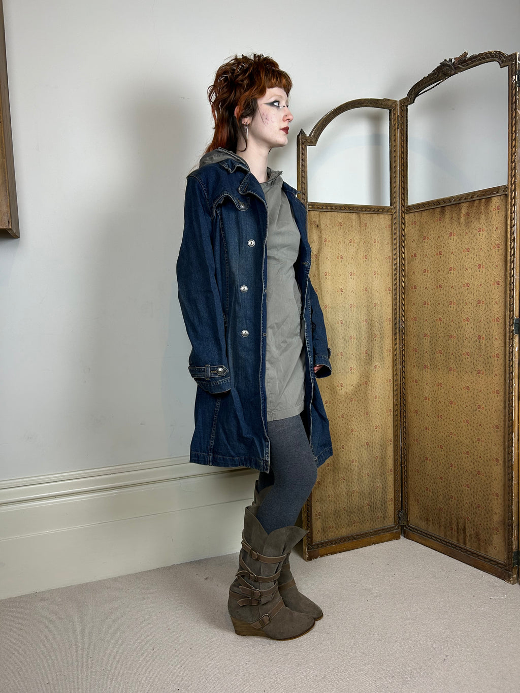 Denim trench coat