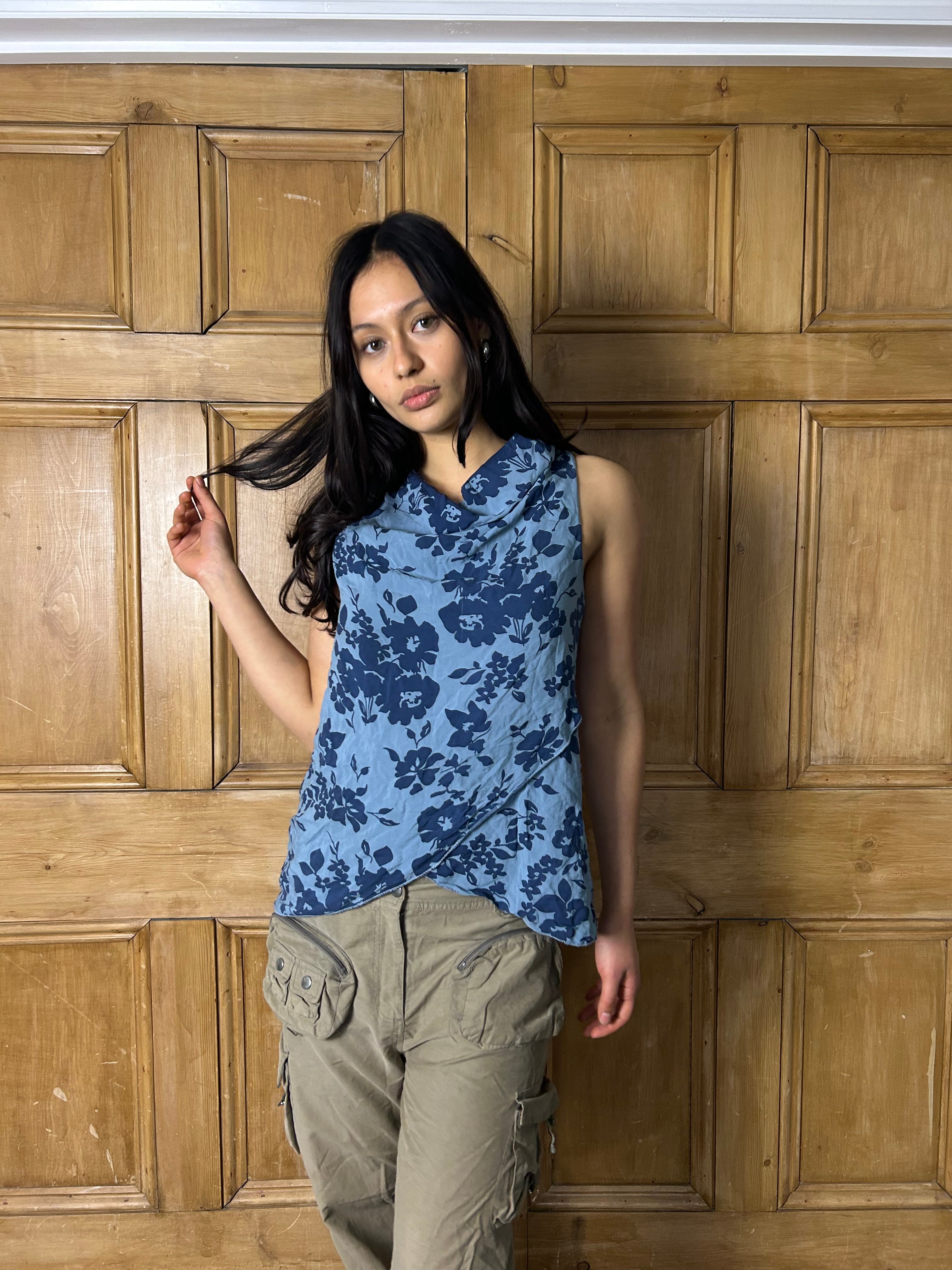 Blue floral vintage top