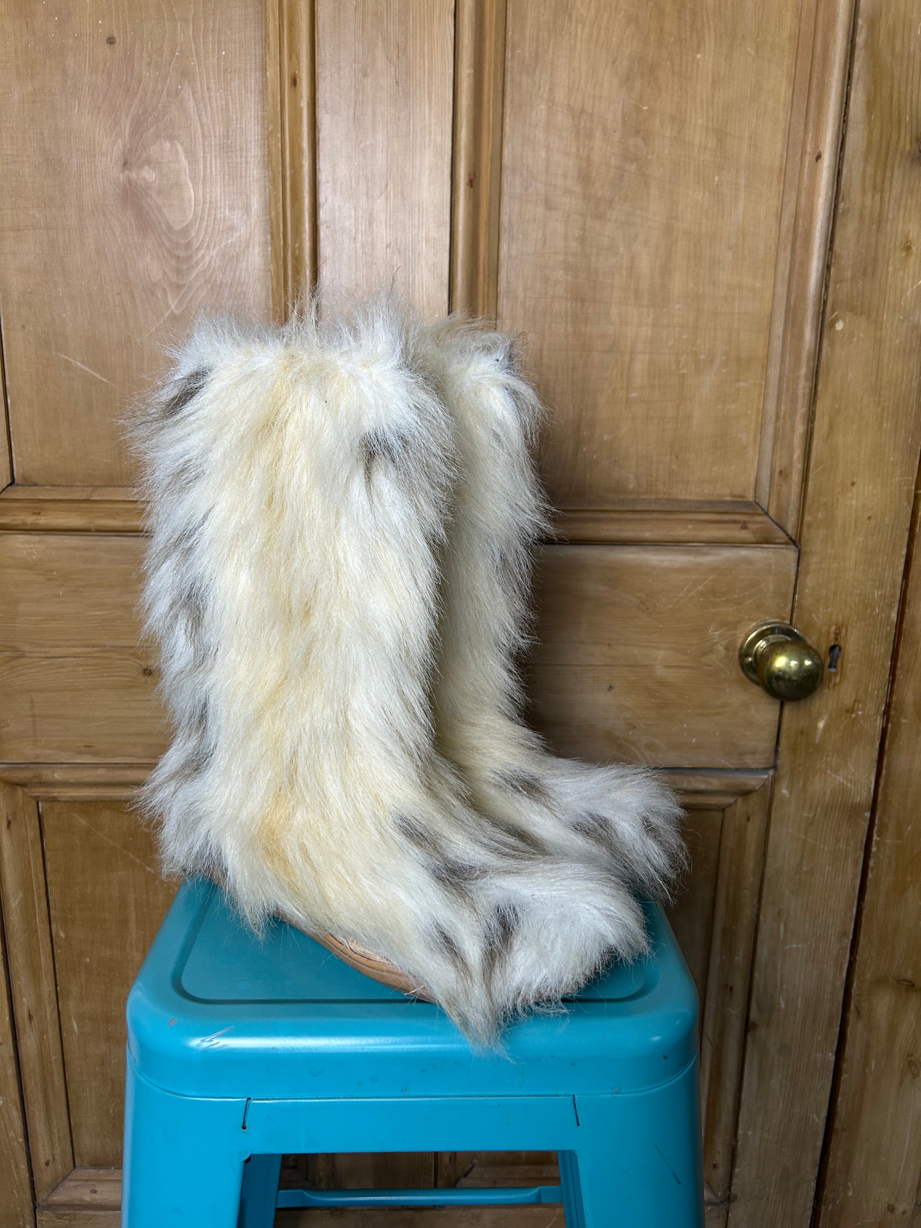 Cream furry boots