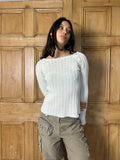 White ribbed jumper with button detailing