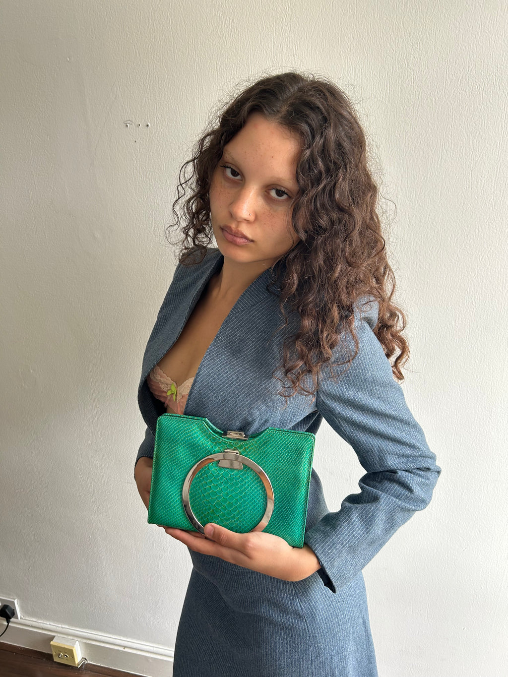 Vintage Teal Leather Bag