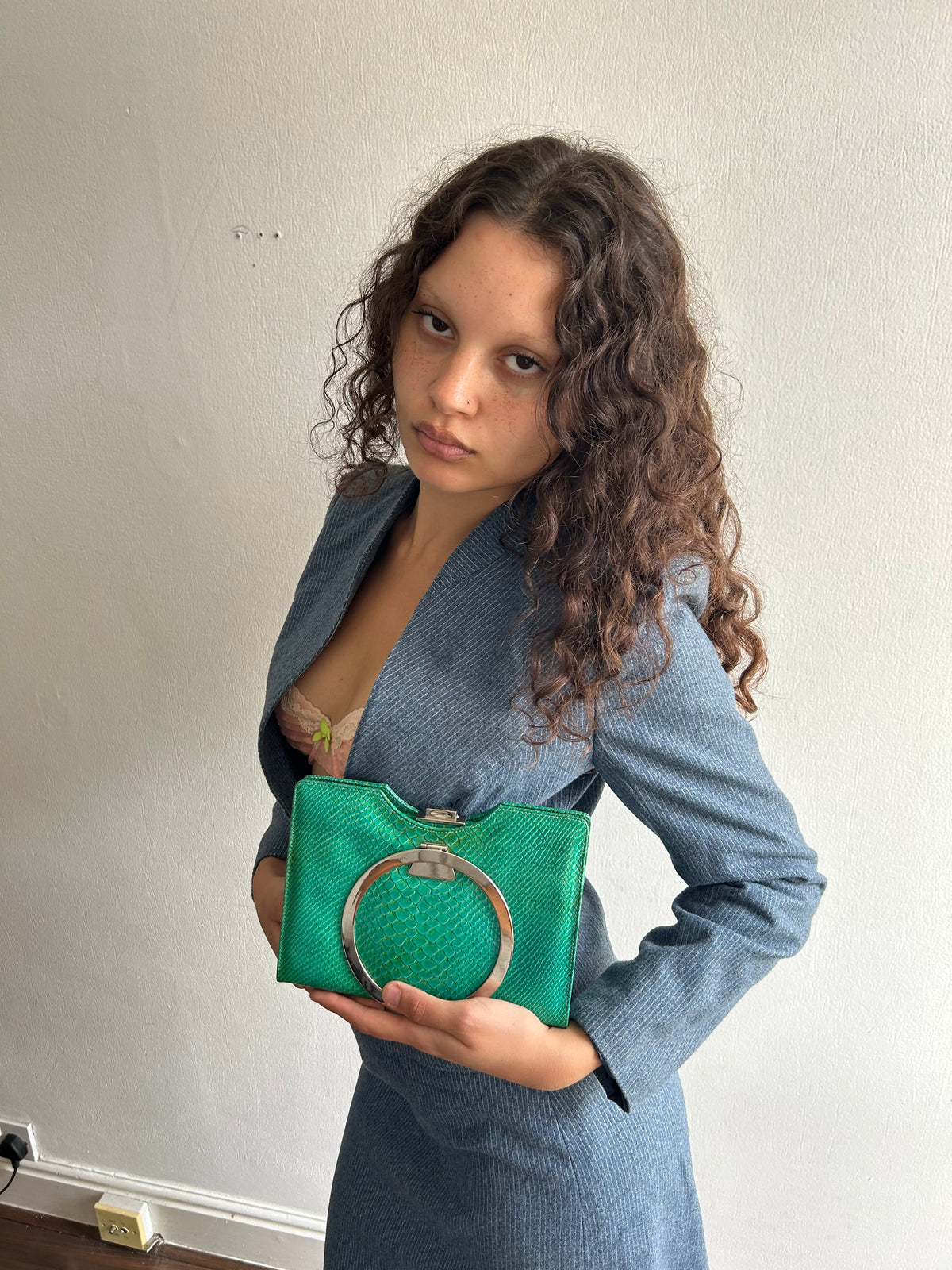 Vintage Teal Leather Bag