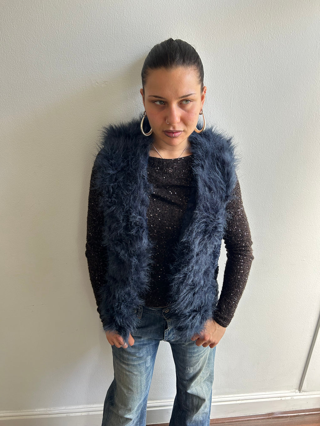 Blue Faux Fur Gilet