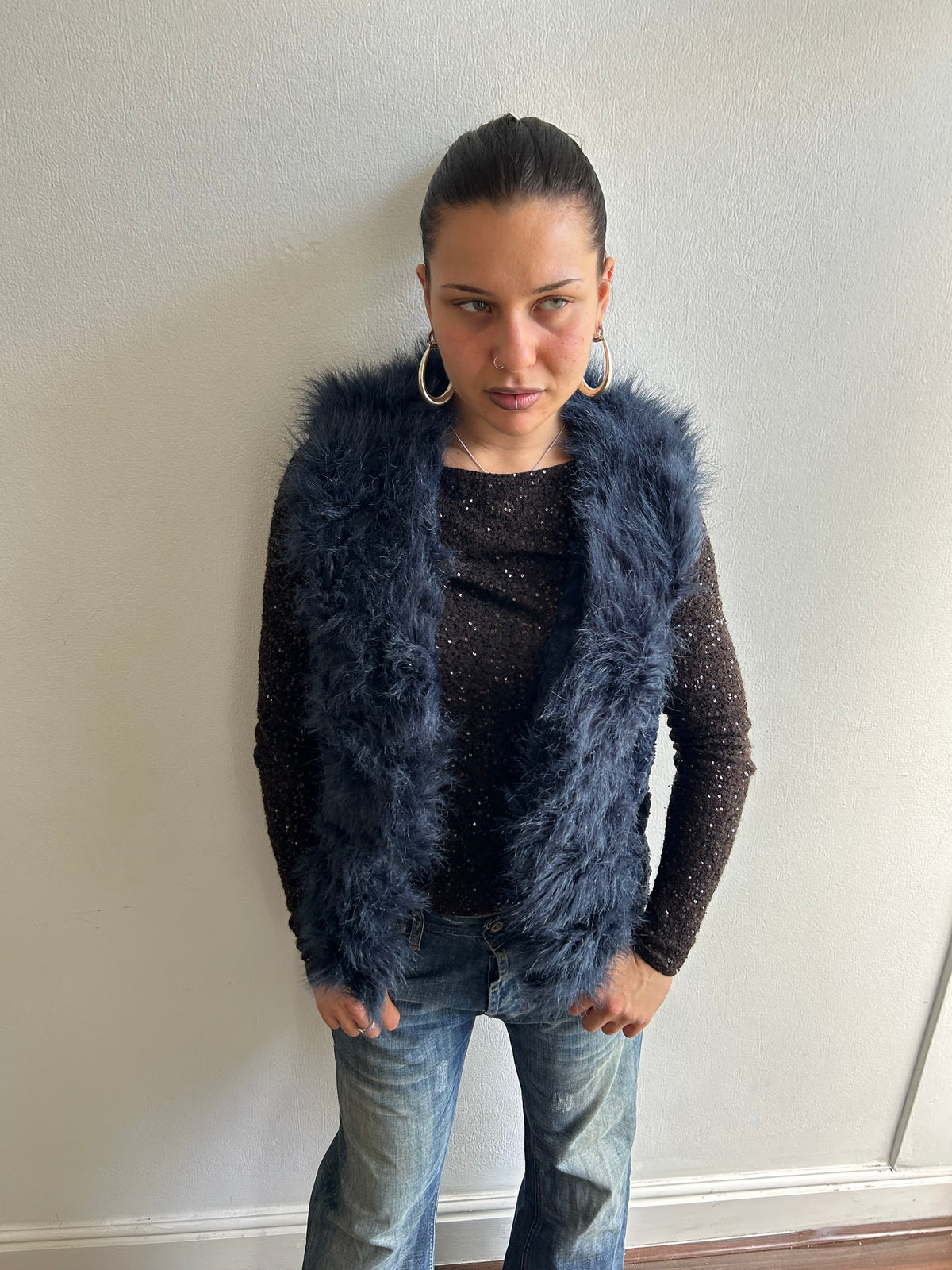 Blue Faux Fur Gilet