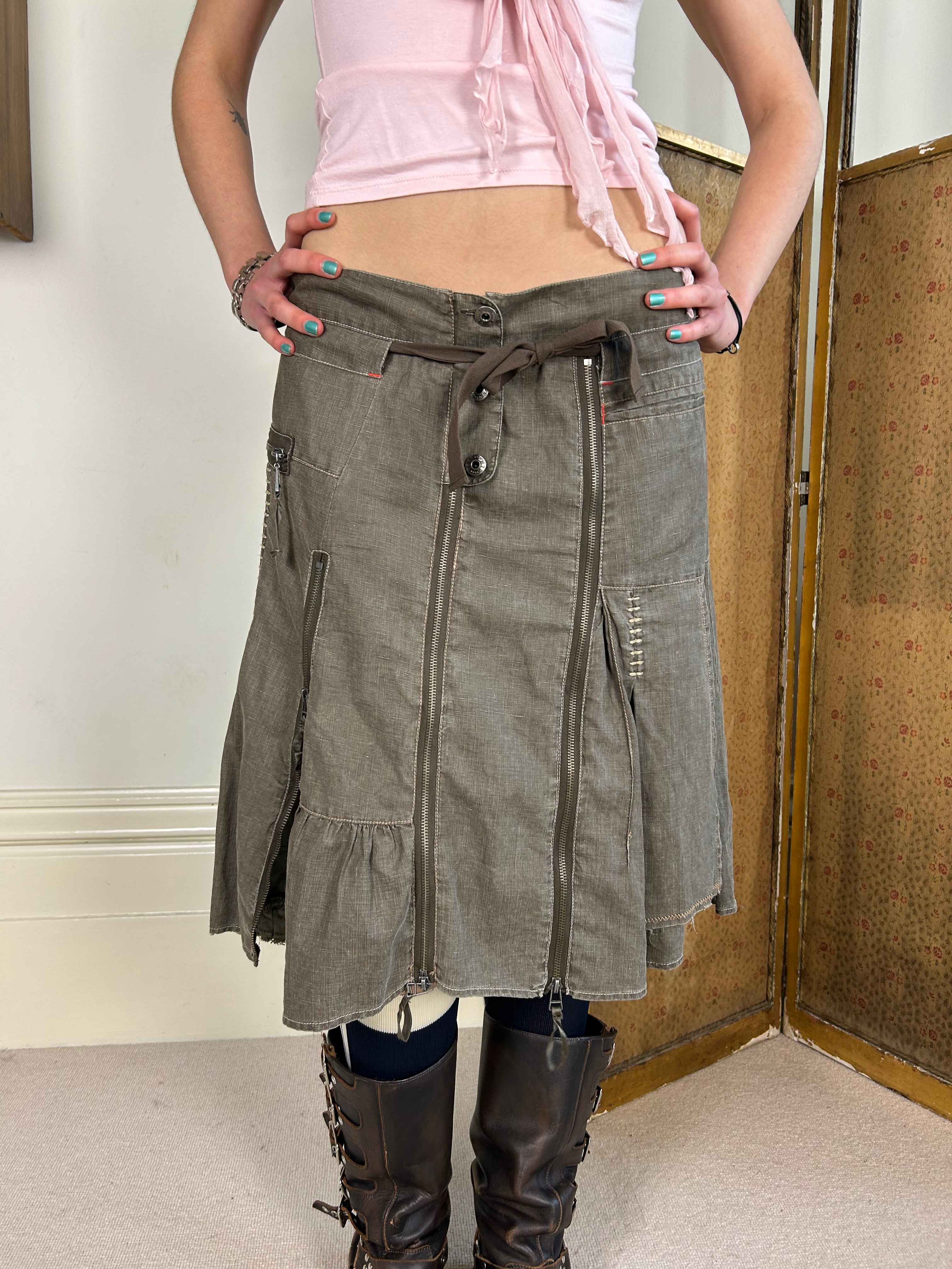 Brown vintage utility skirt