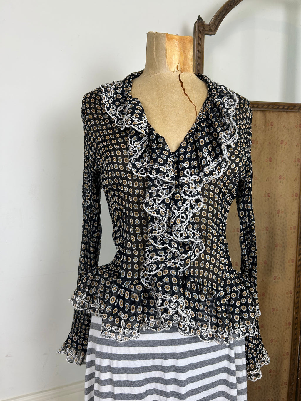 Ruffle sheer cardigan