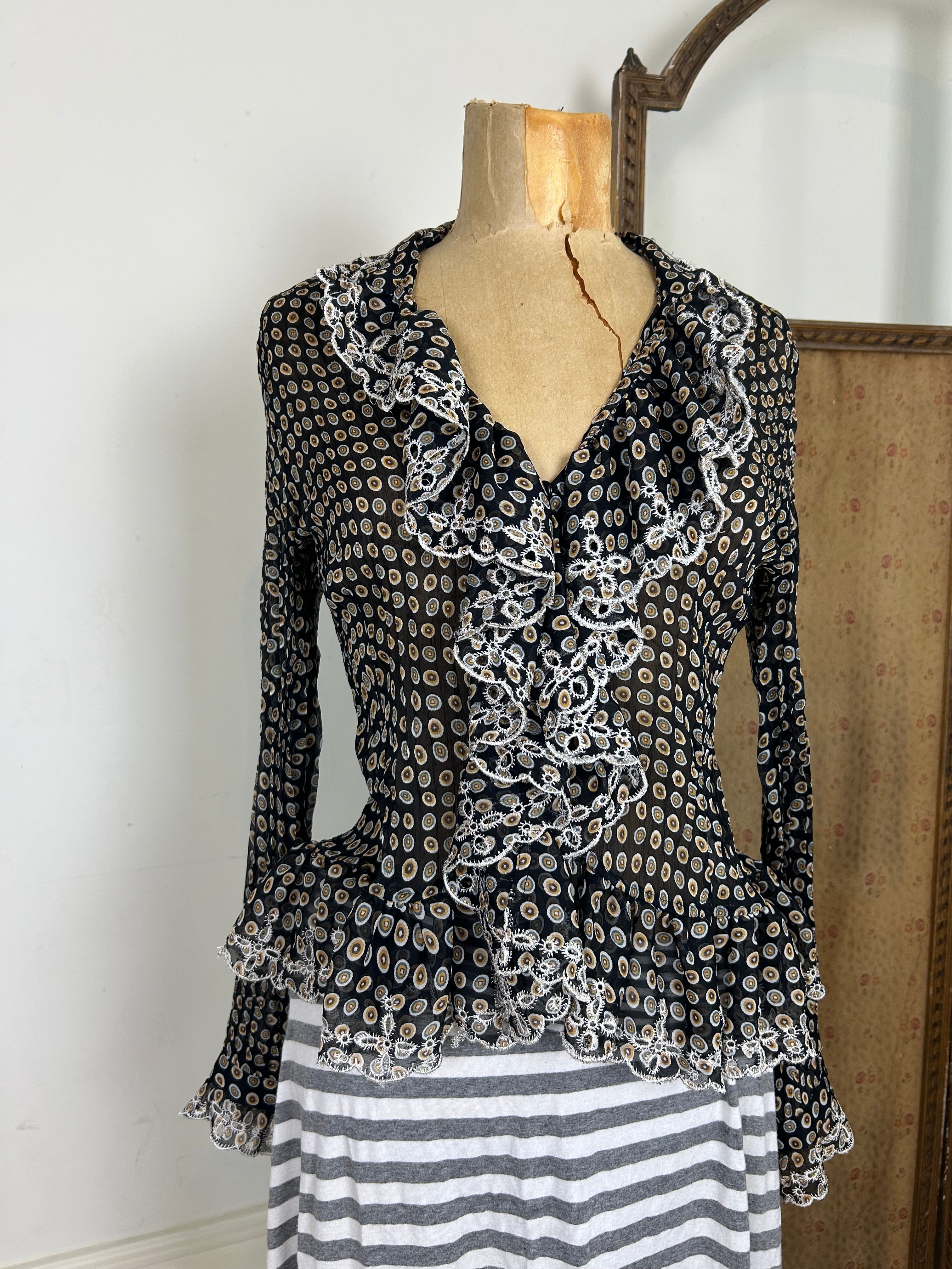 Ruffle sheer cardigan