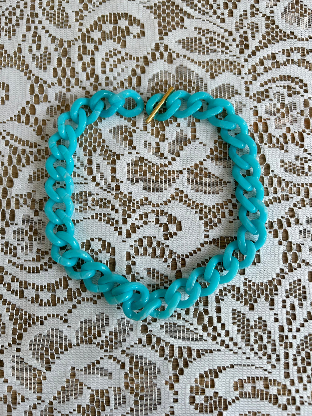 Chunky Blue Plastic Chain Necklace