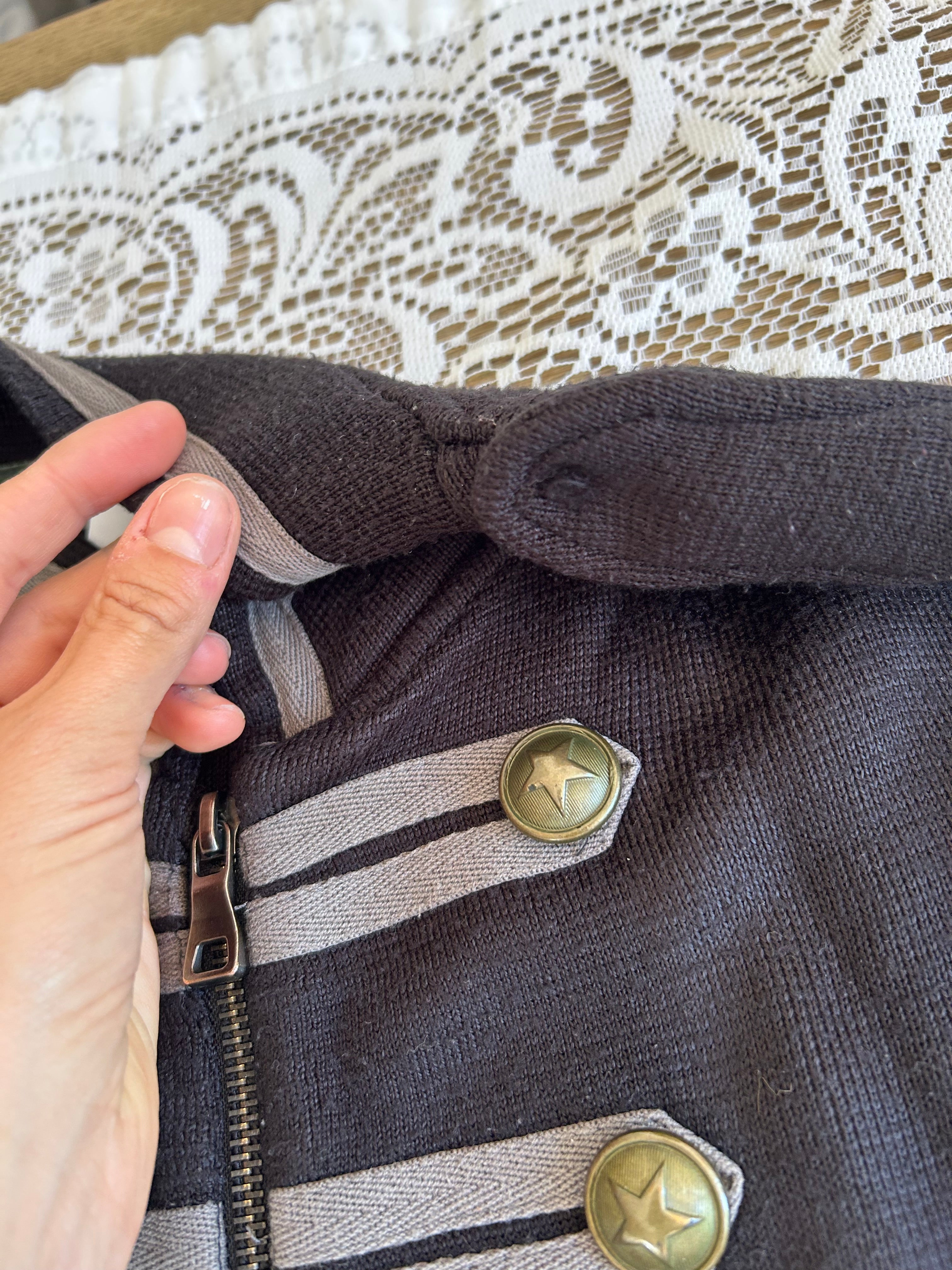 Black Military Zip Up
