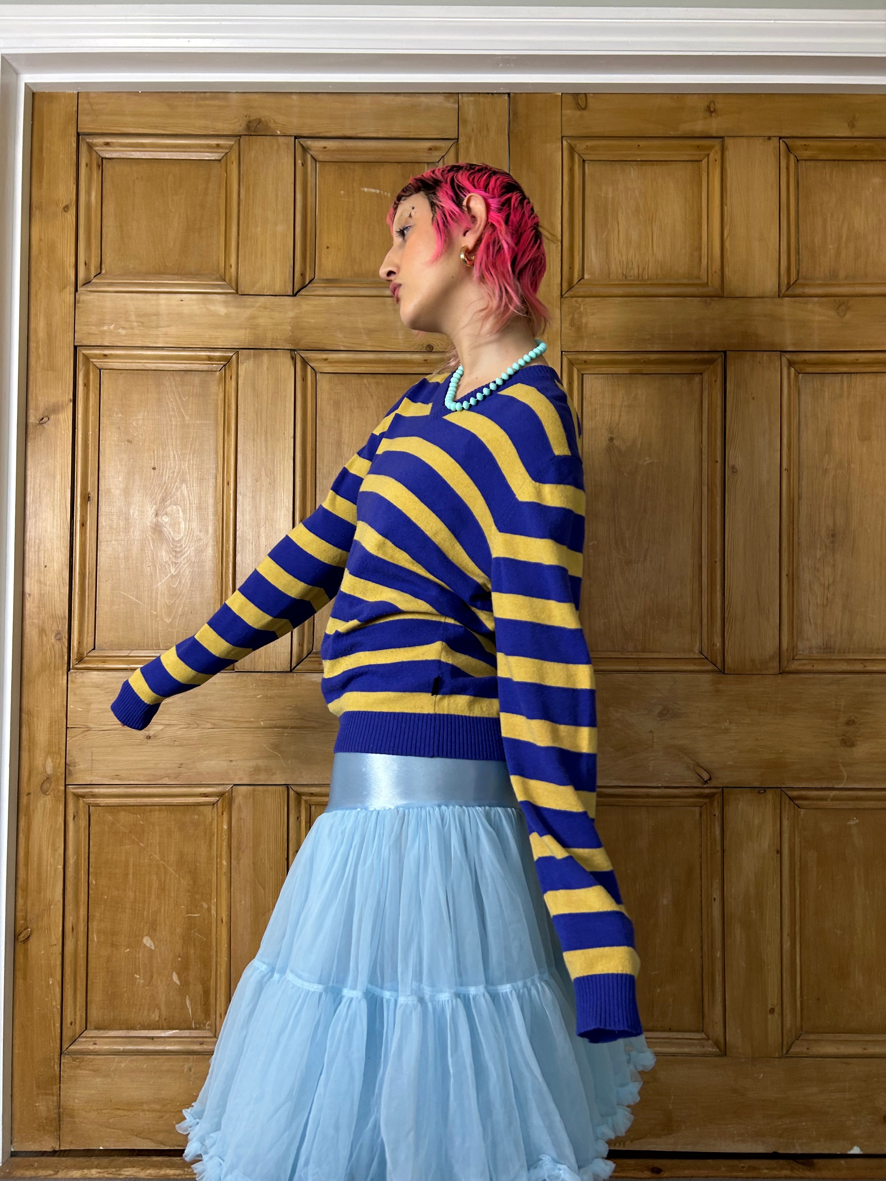 Hugo Boss Purple and yellow Stripe jumper
