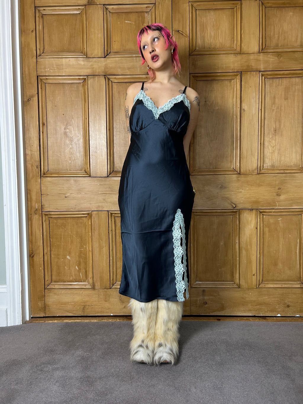 Blue Lace Slip Dress