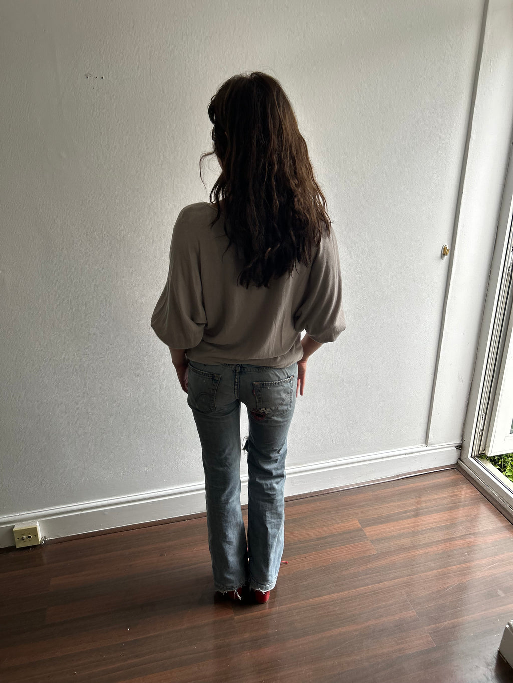 Grey Batwing Top