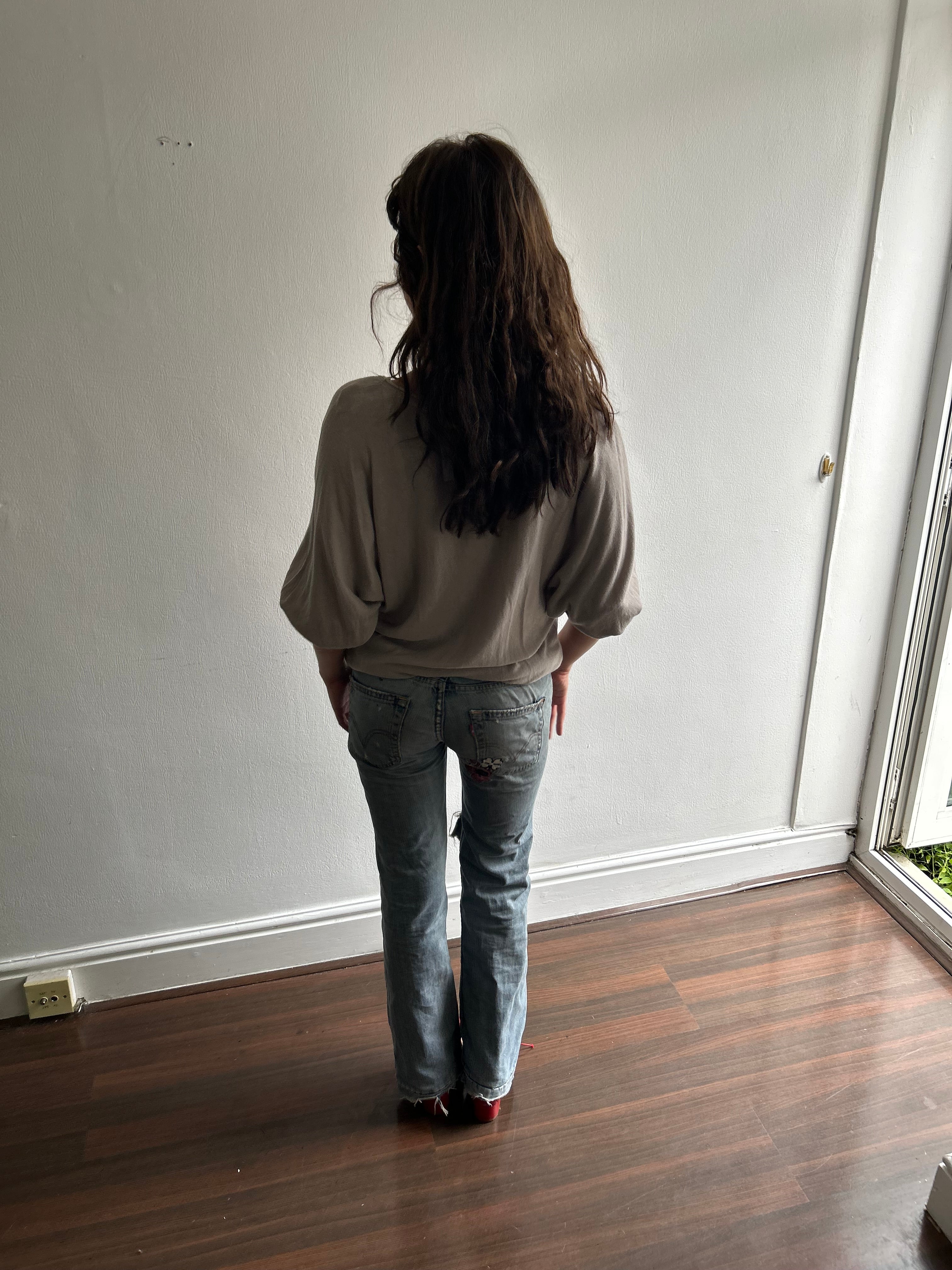 Grey Batwing Top