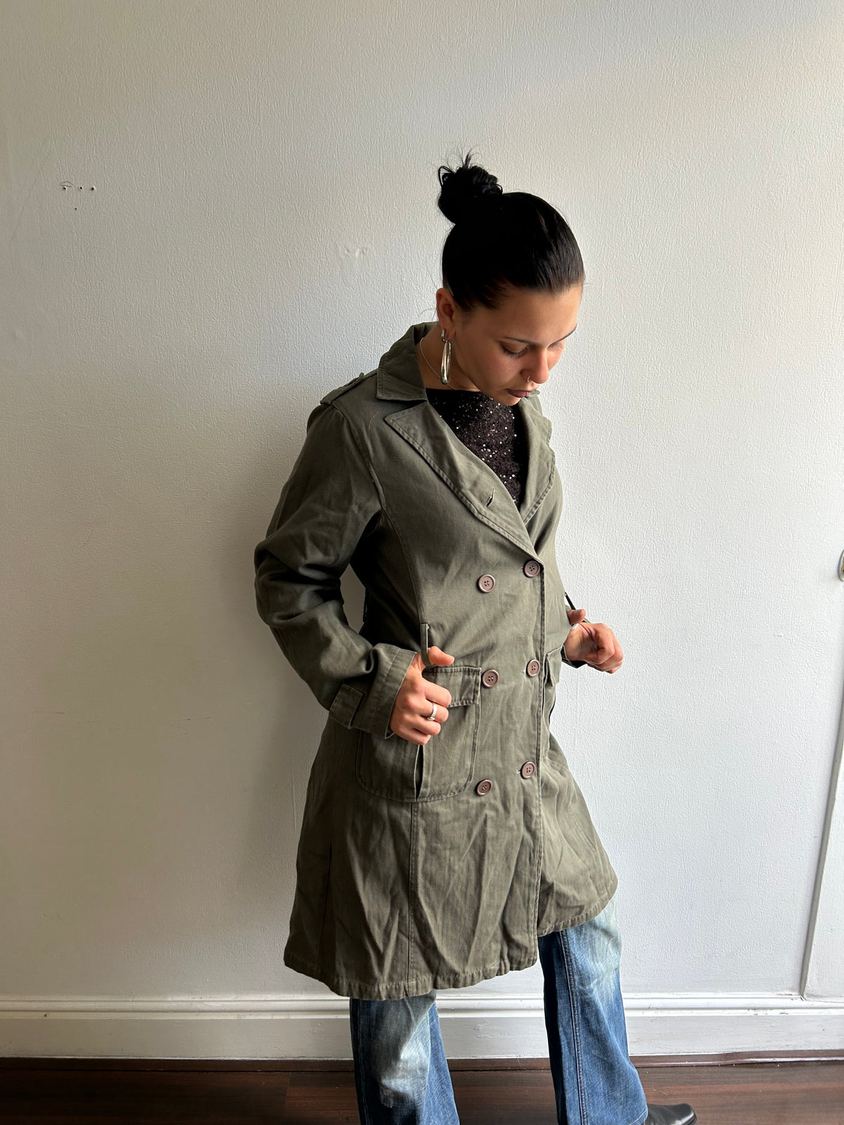 Khaki Cotton Trench Coat