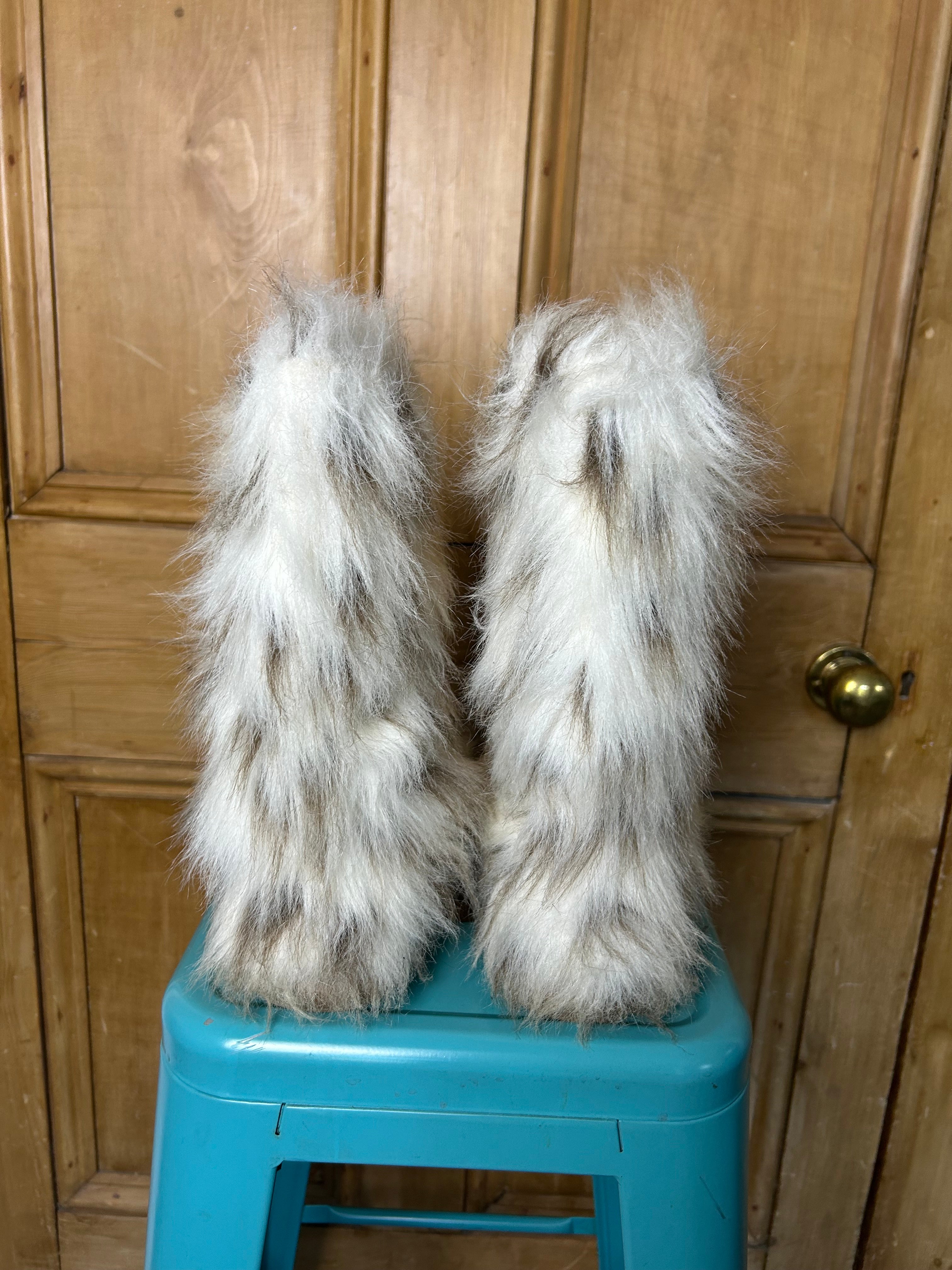Cream furry boots
