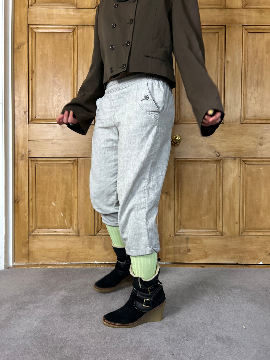 Cropped Pinstripe Trousers
