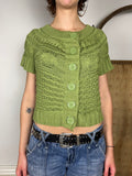 Green Knit Crop Cardigan