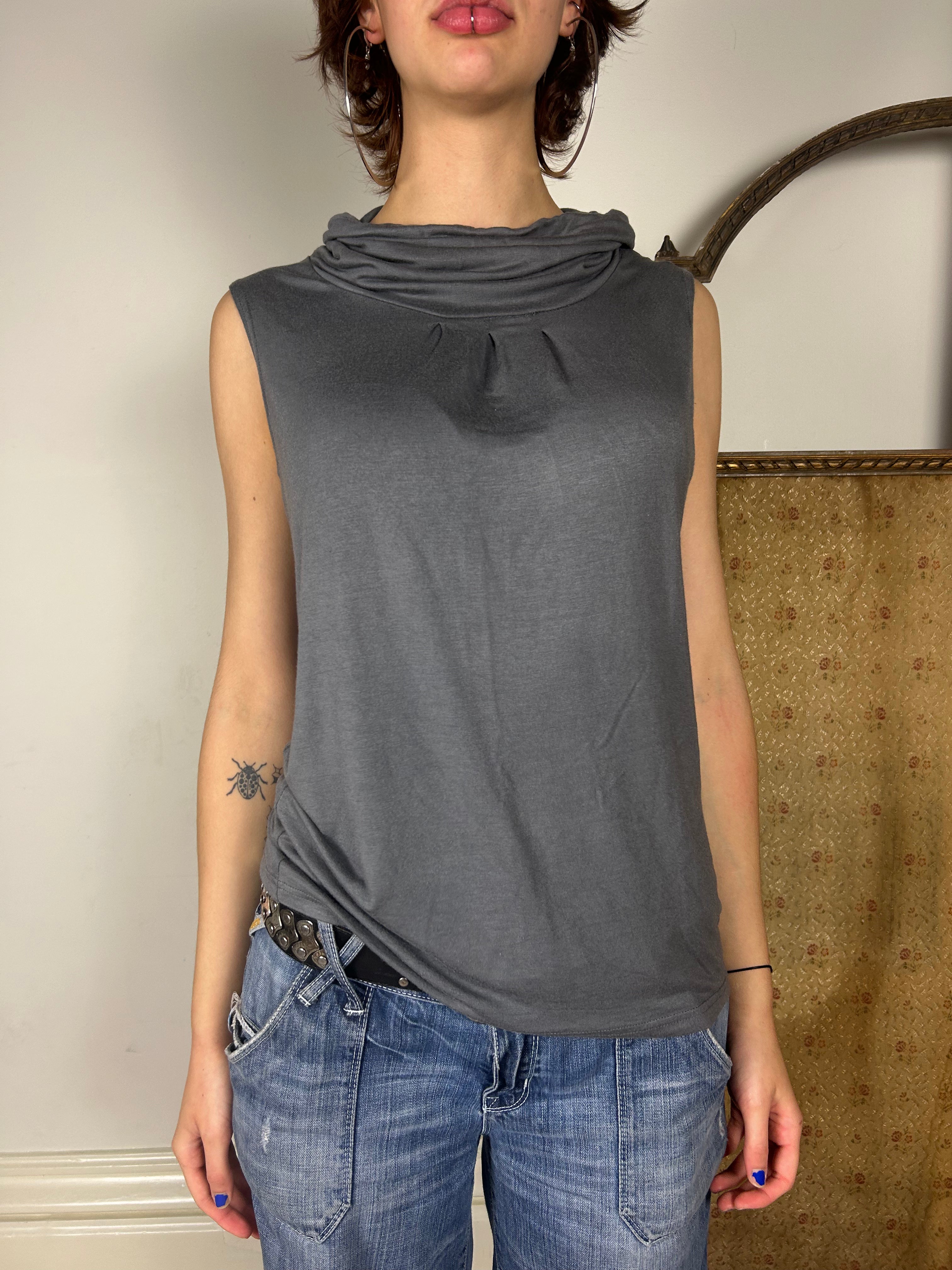 Grey Turtleneck Tank Top