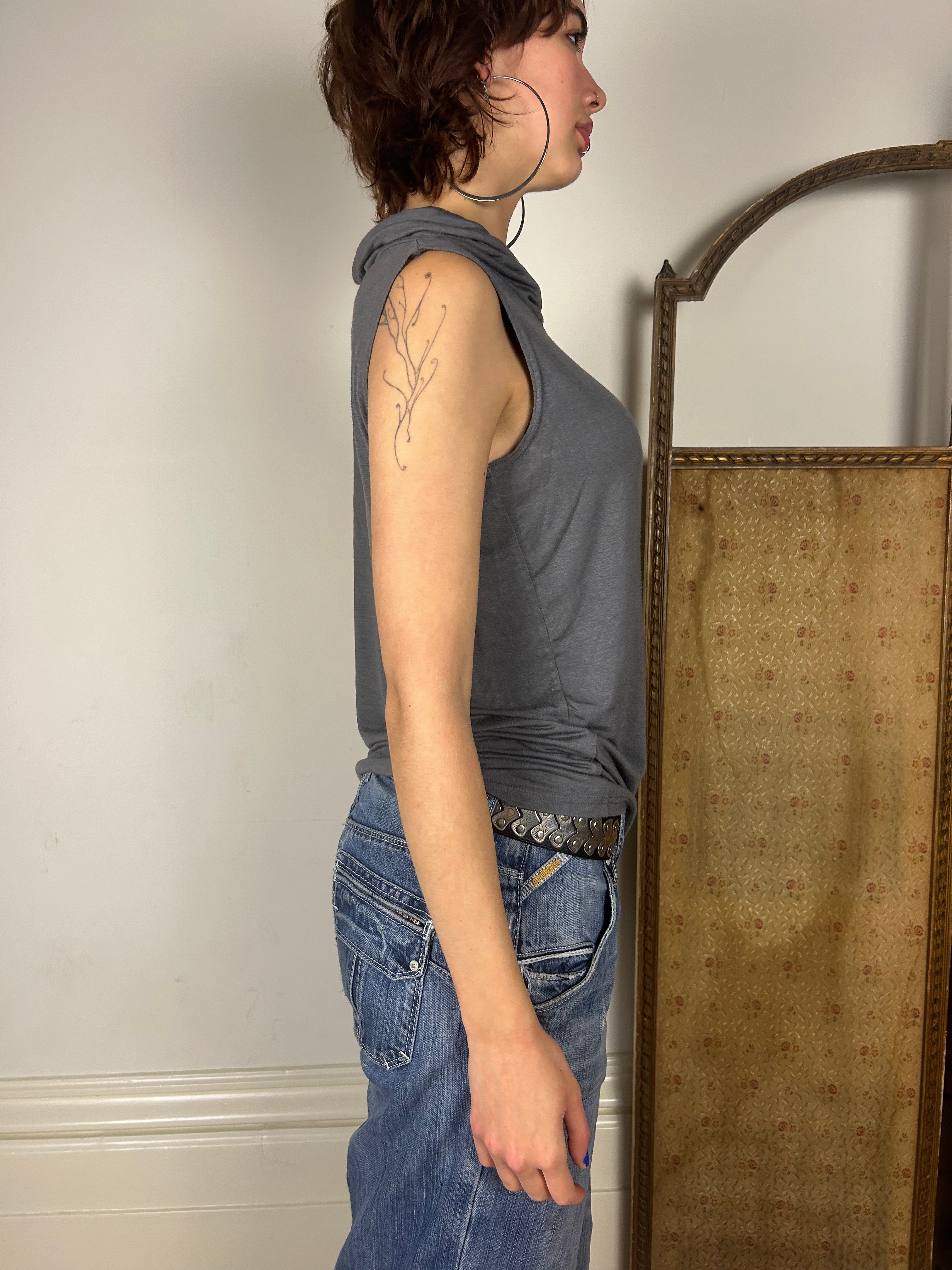 Grey Turtleneck Tank Top