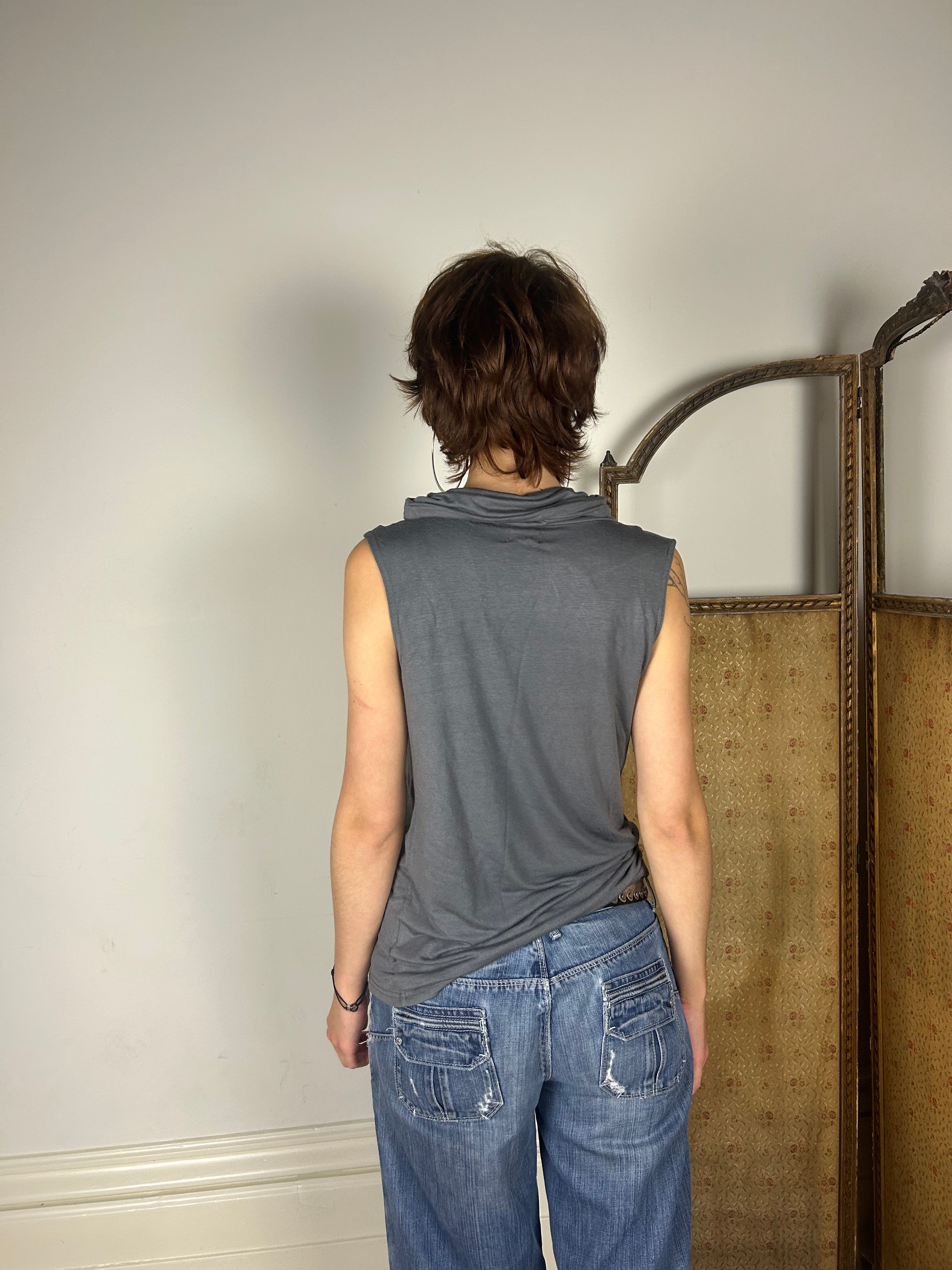 Grey Turtleneck Tank Top