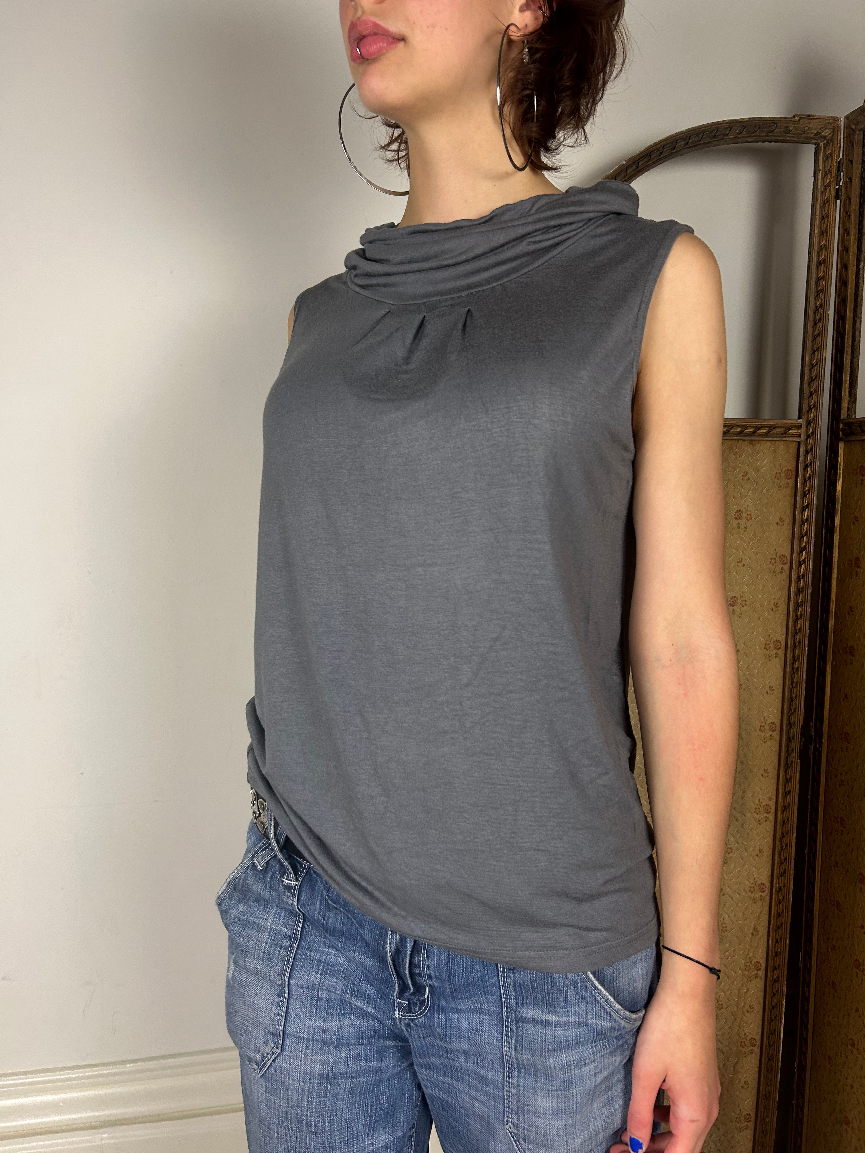 Grey Turtleneck Tank Top