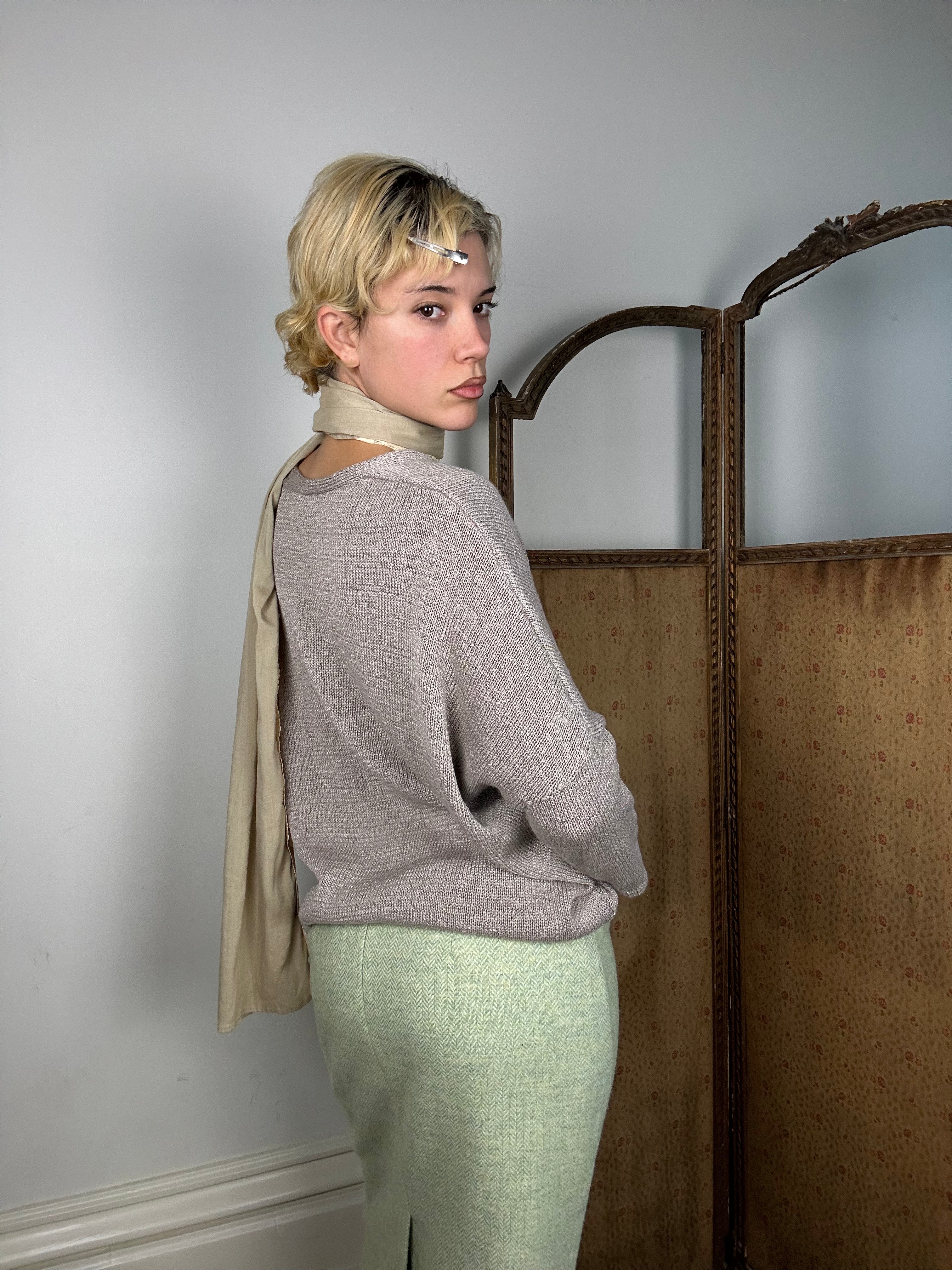 Cotton Green and Lace Scarf