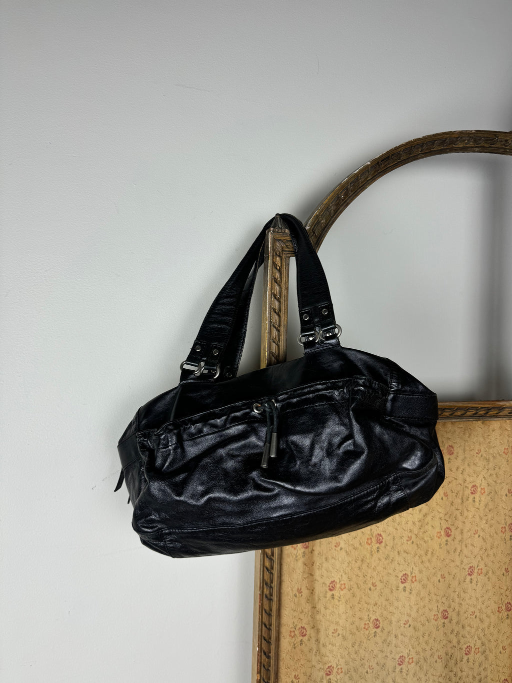 Black Leather Baguette Bag