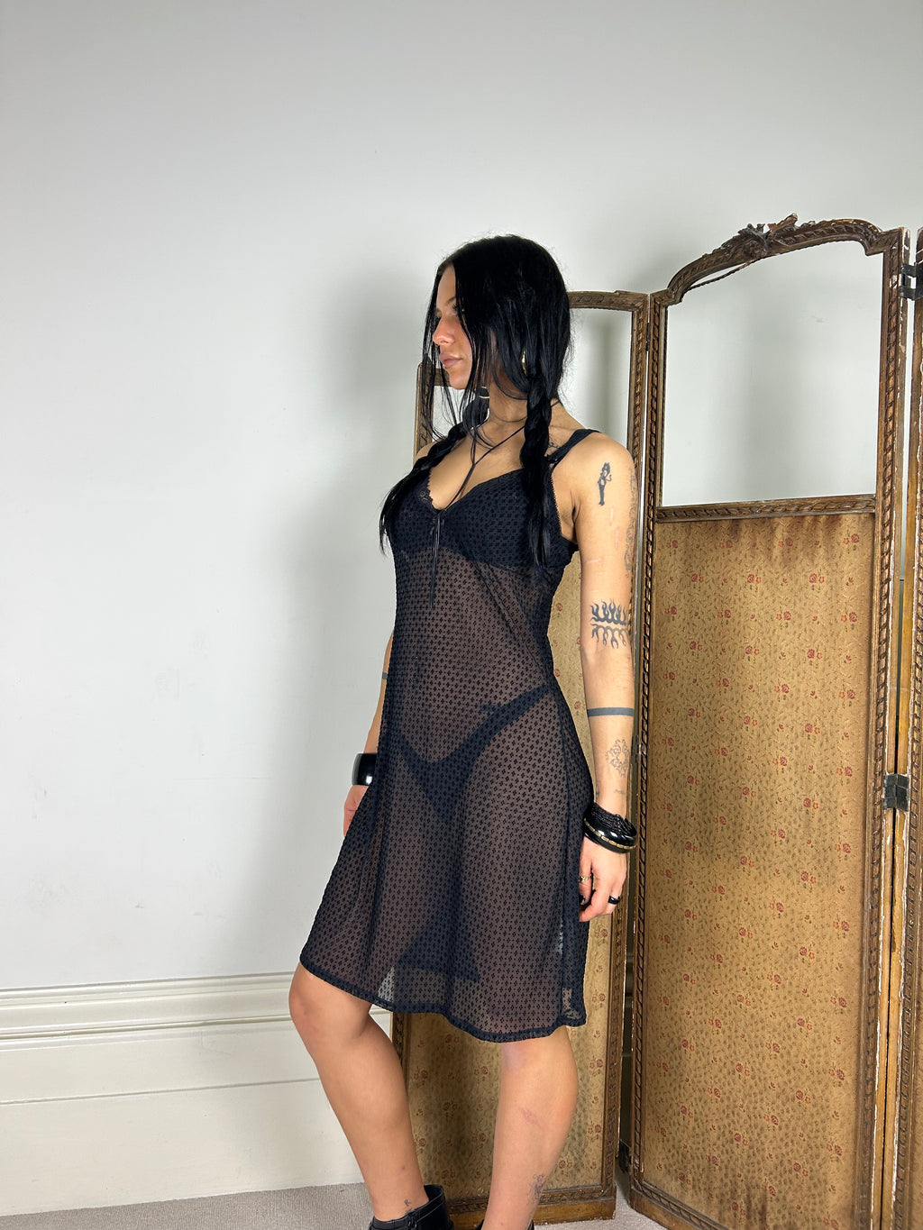 Sheer Polka Dot Lingerie Dress