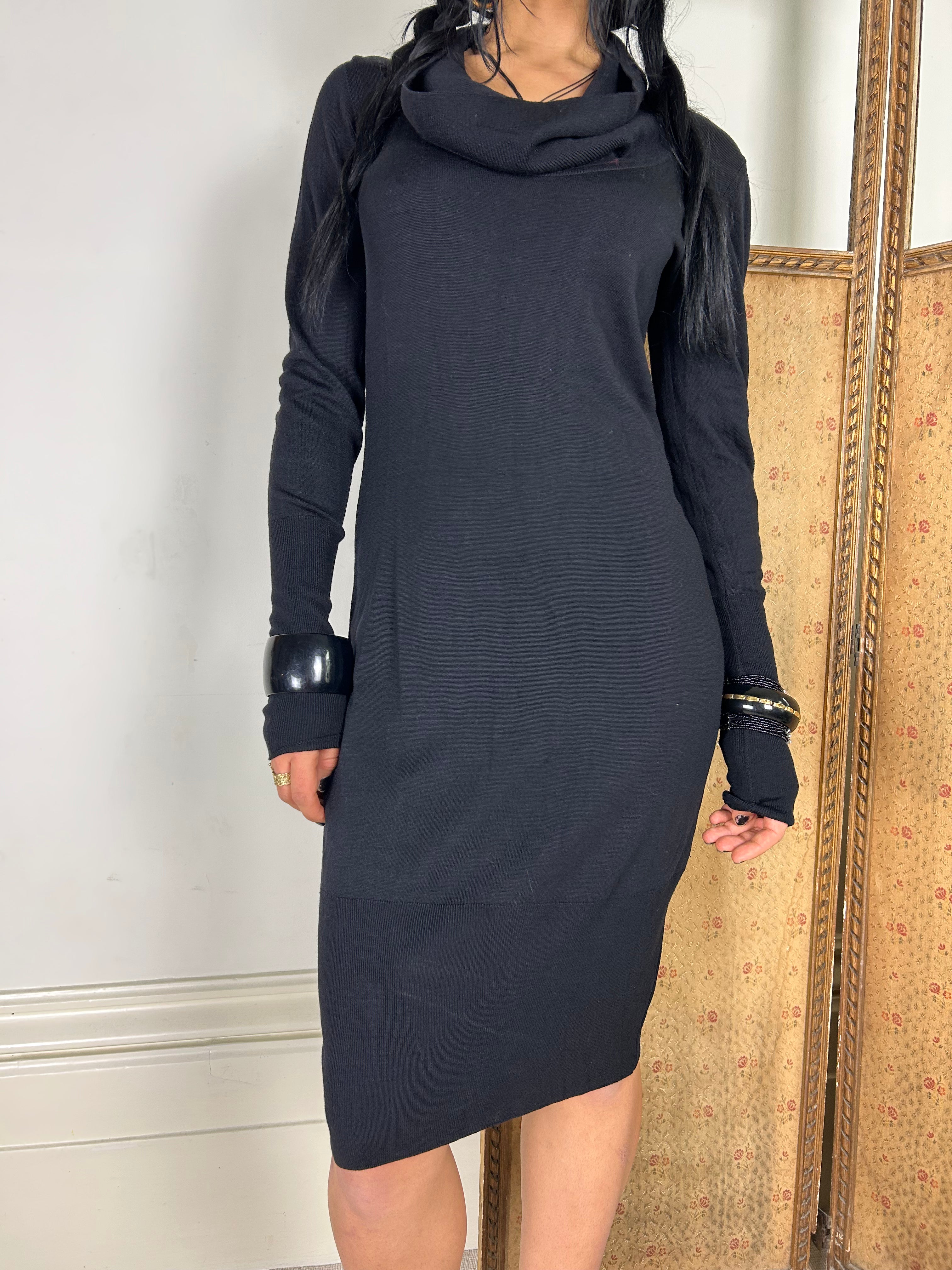 90s Jean Muir Black Dress