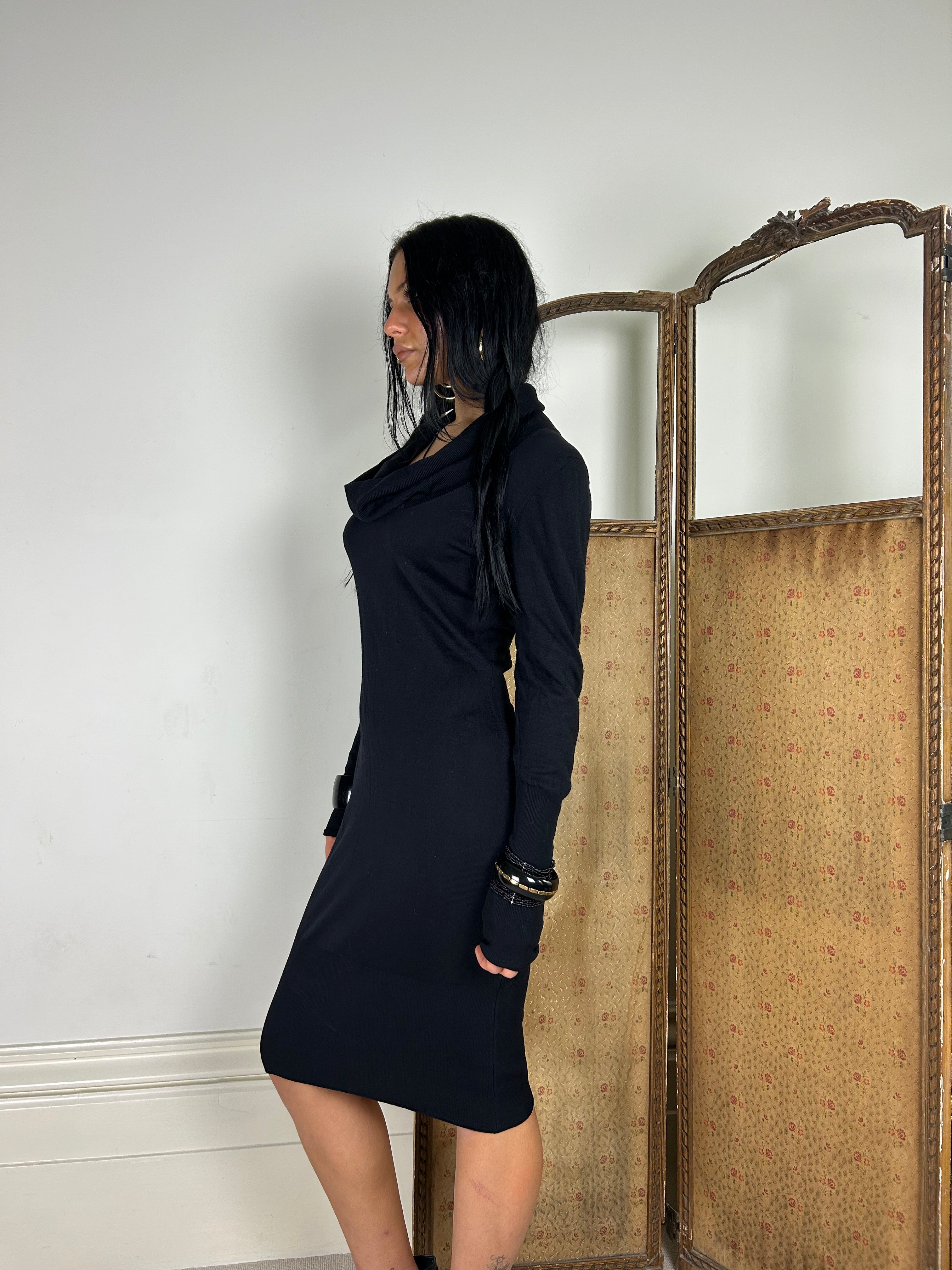 90s Jean Muir Black Dress