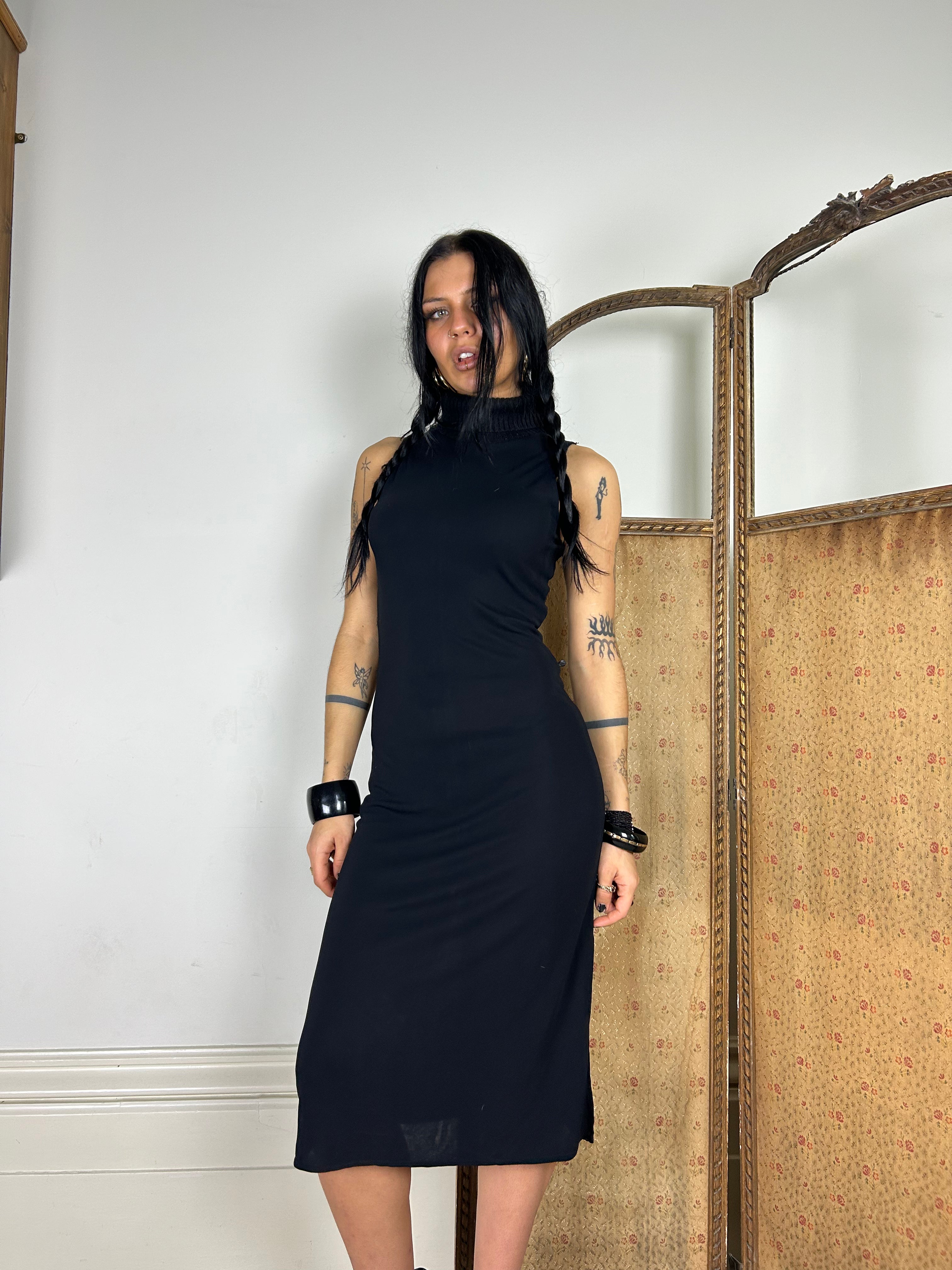 Sheer Turtleneck Dress