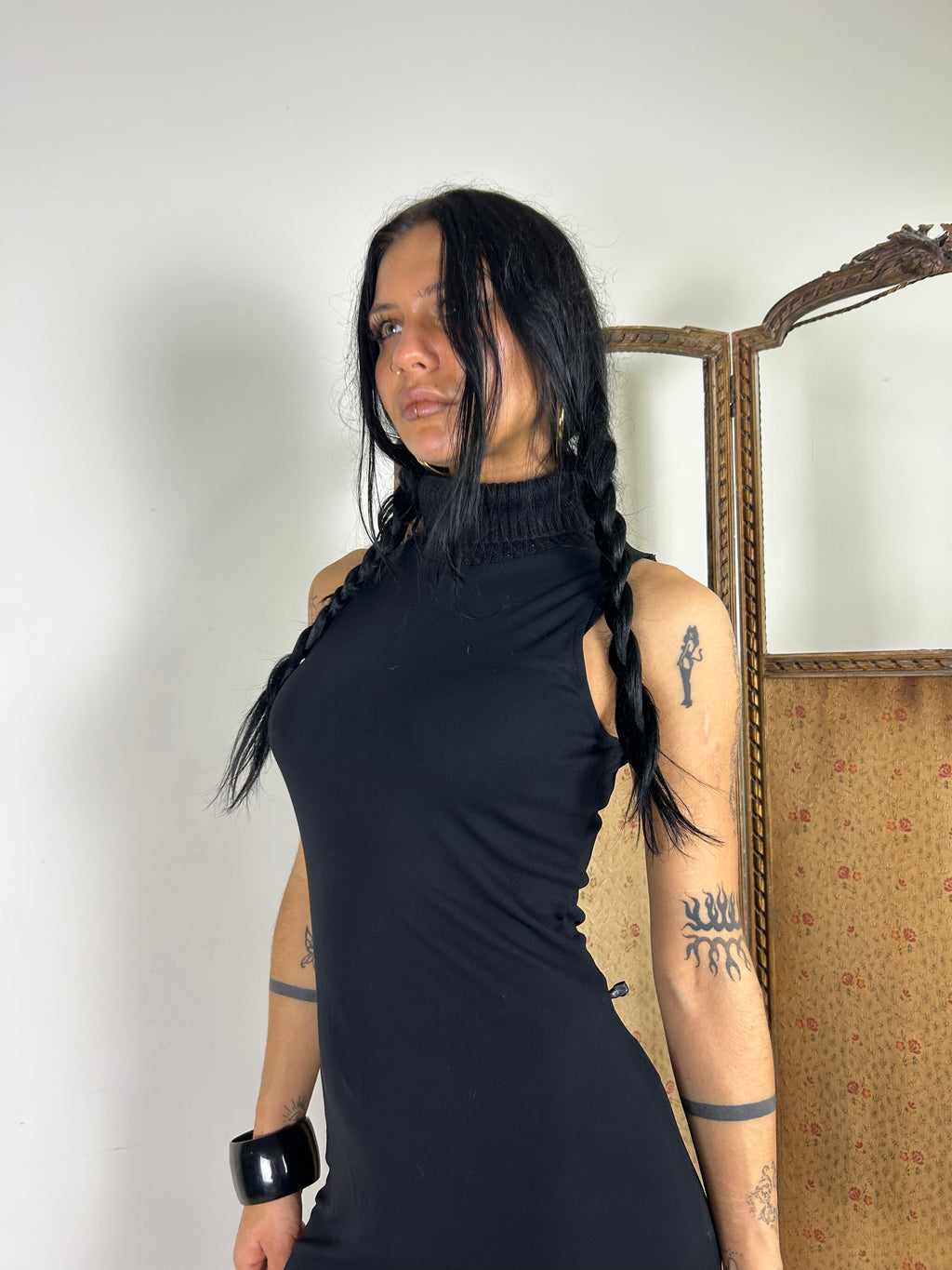 Sheer Turtleneck Dress