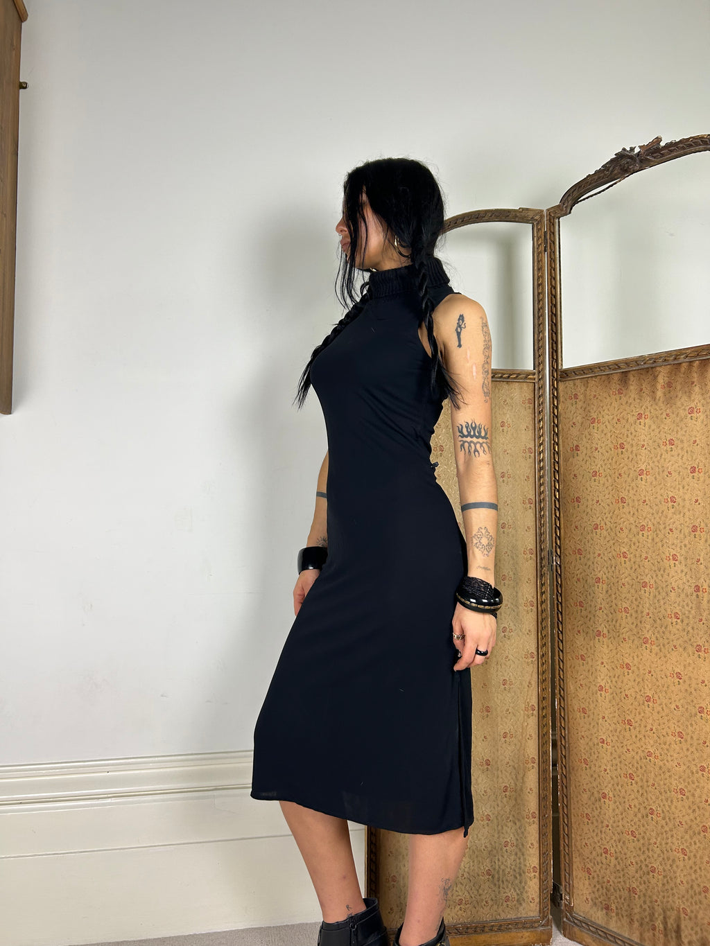 Sheer Turtleneck Dress