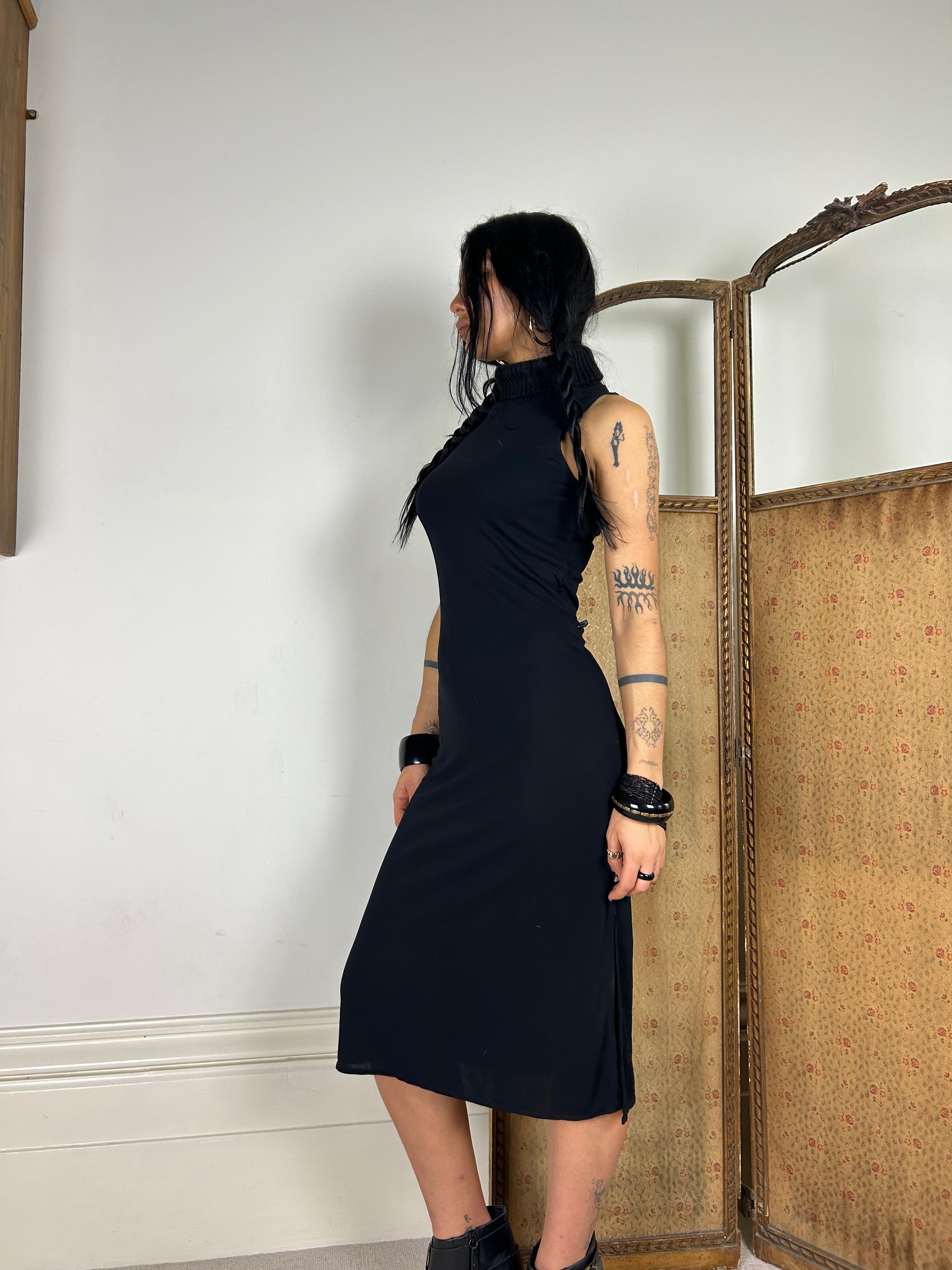 Sheer Turtleneck Dress