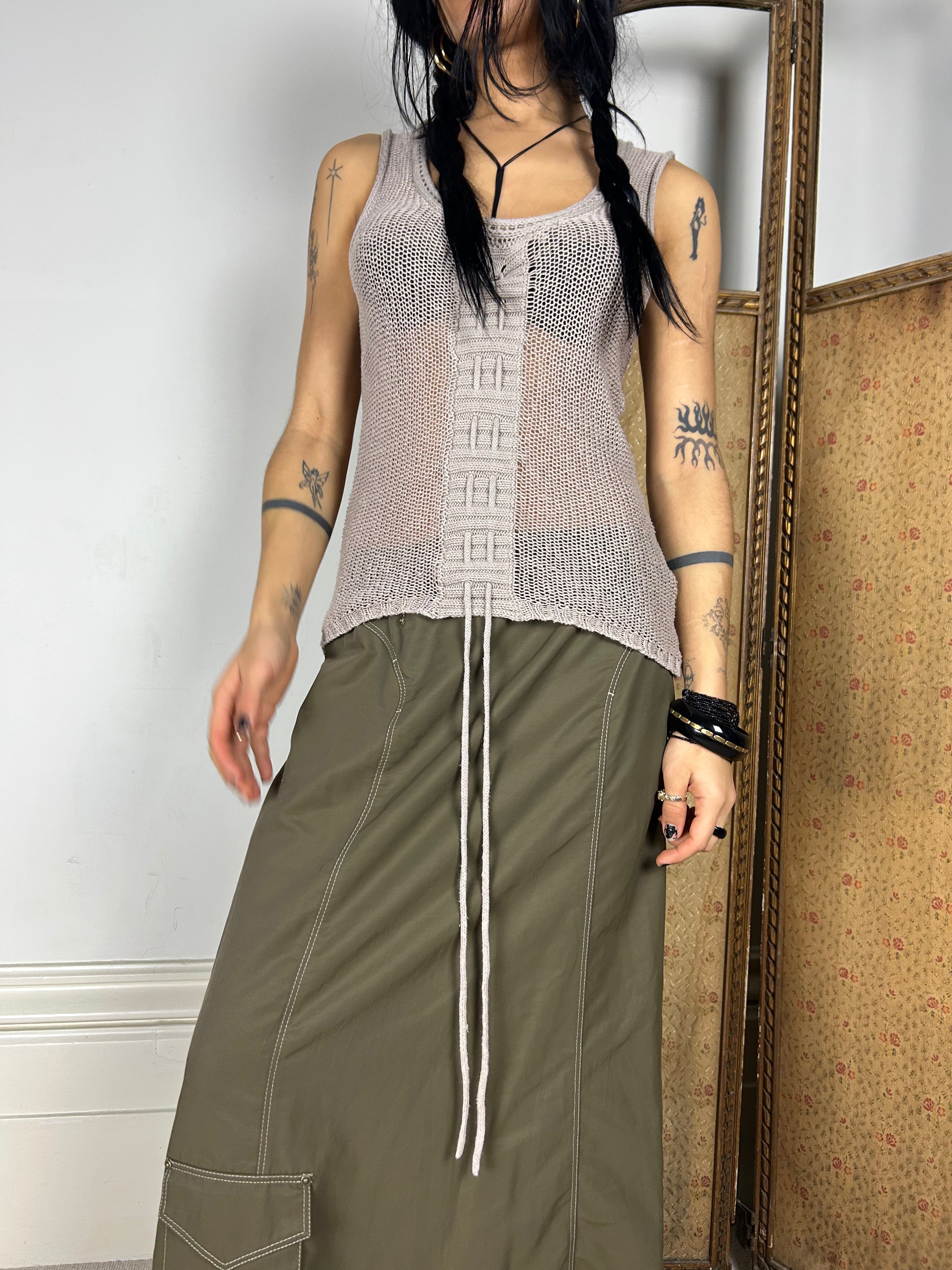 Beige Synch Knit Tank Top