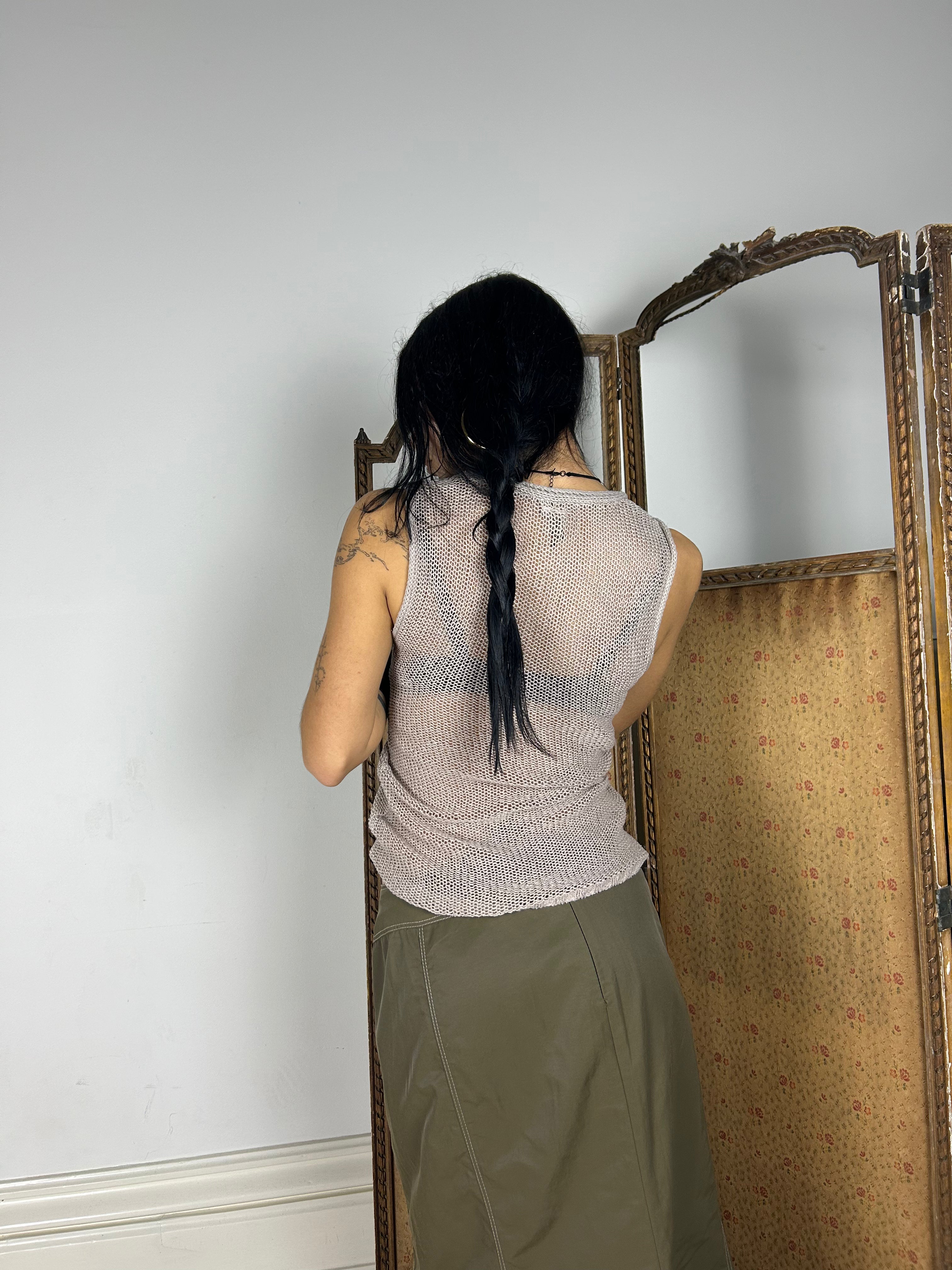 Beige Synch Knit Tank Top