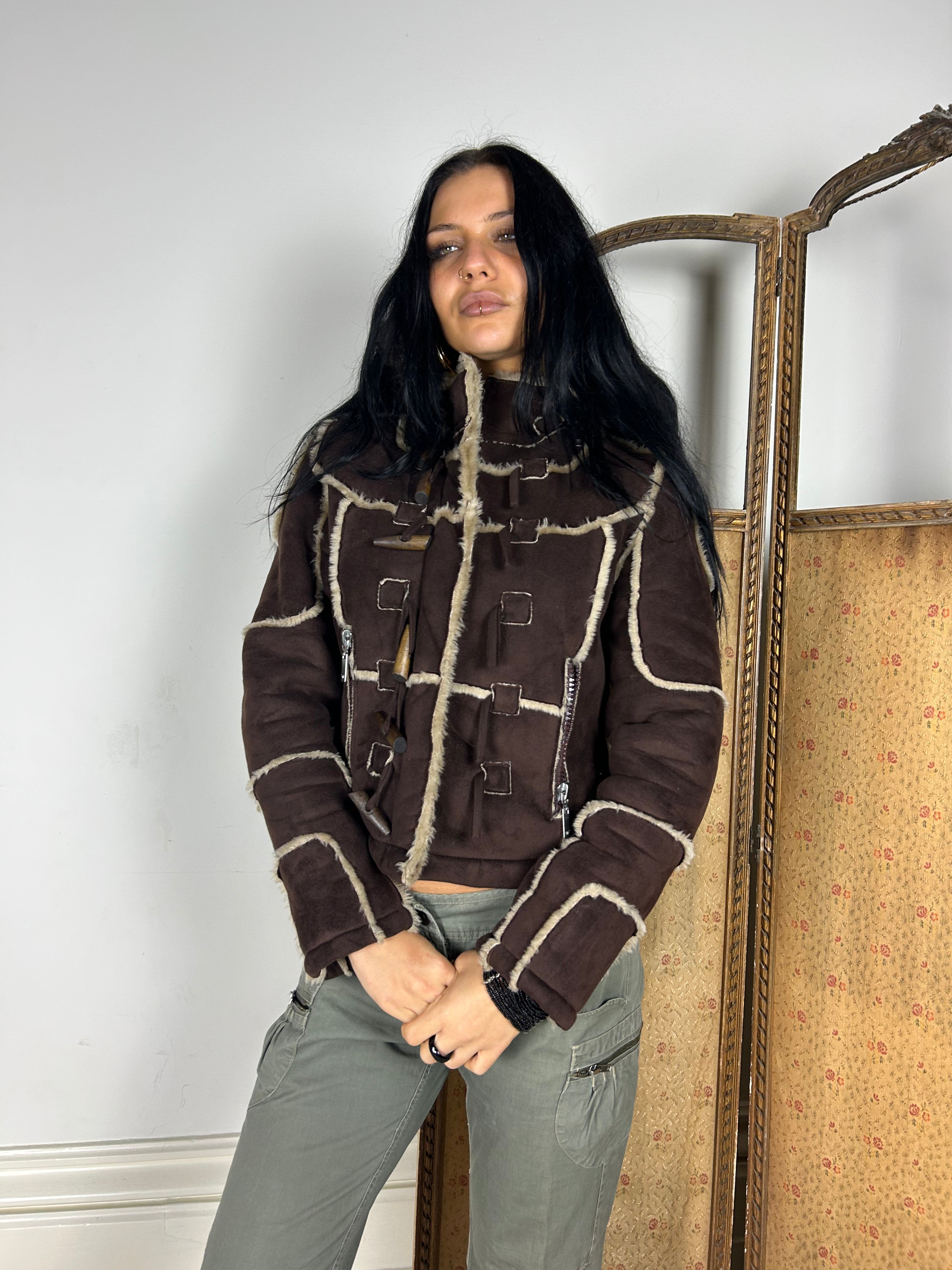 Brown Winter Cropped Coat