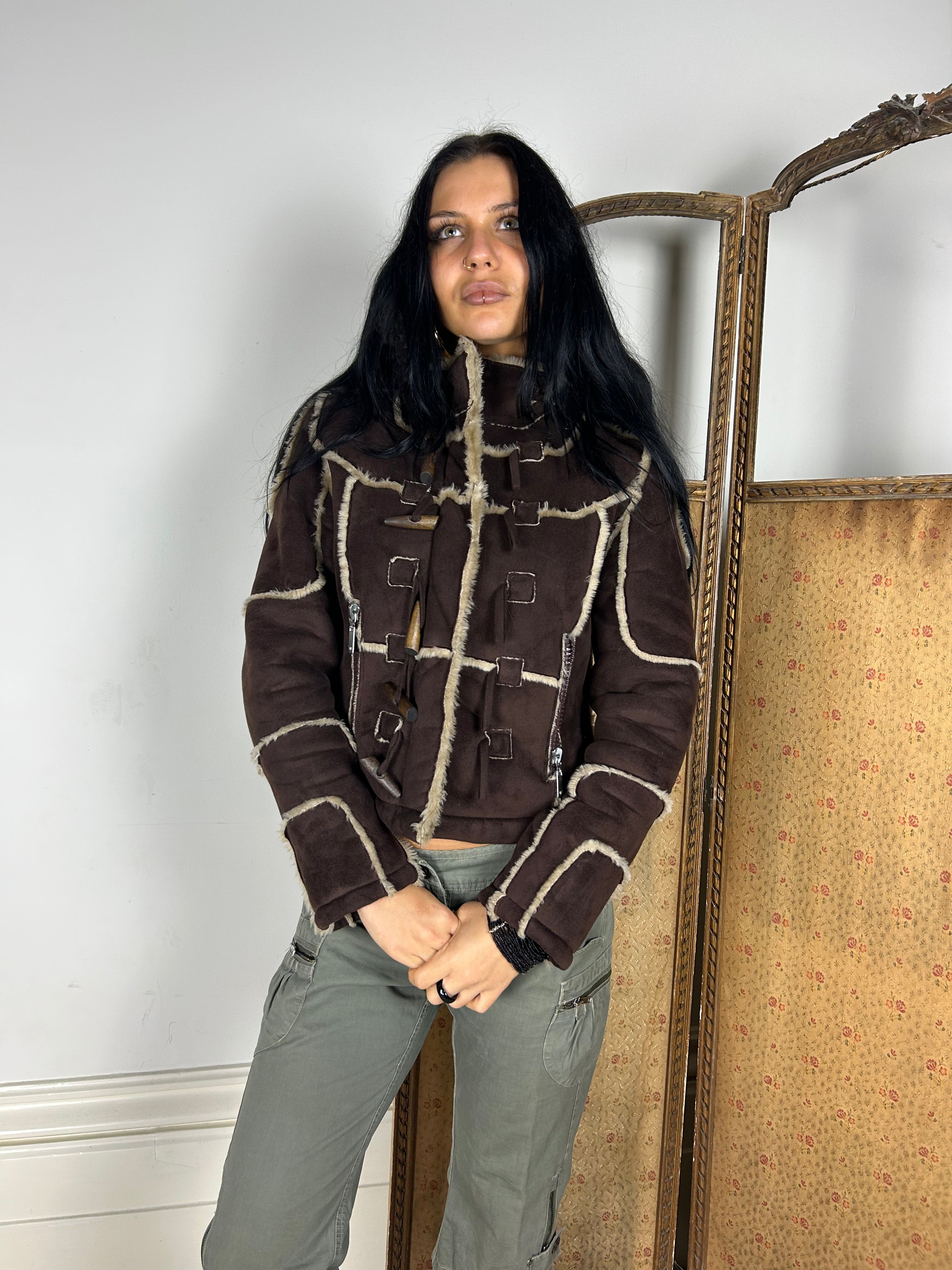 Brown Winter Cropped Coat