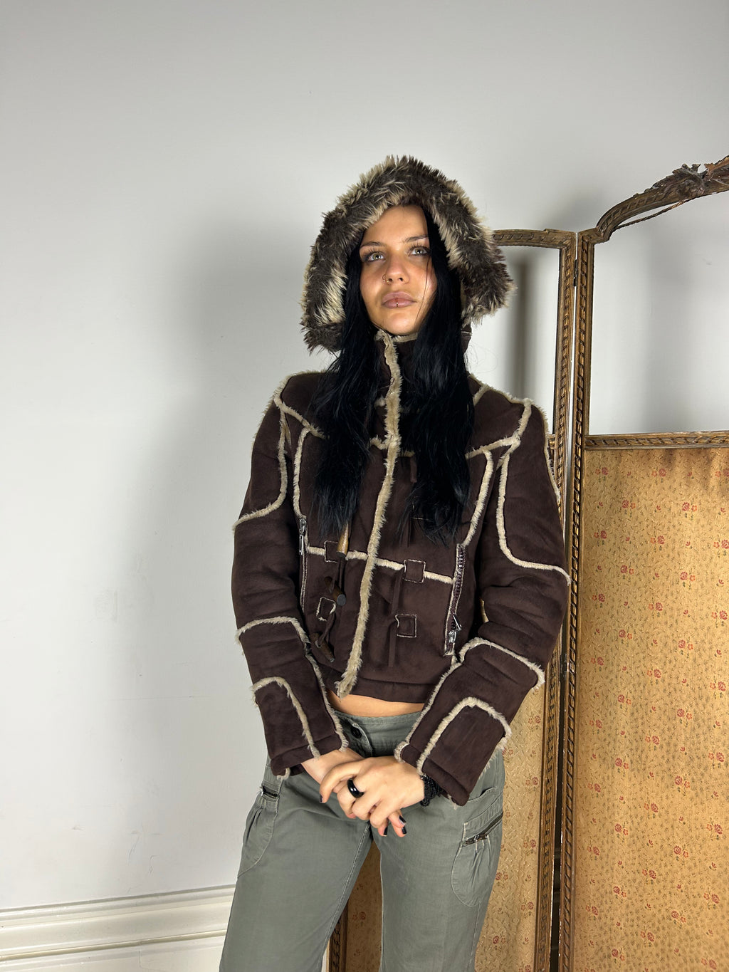 Brown Winter Cropped Coat