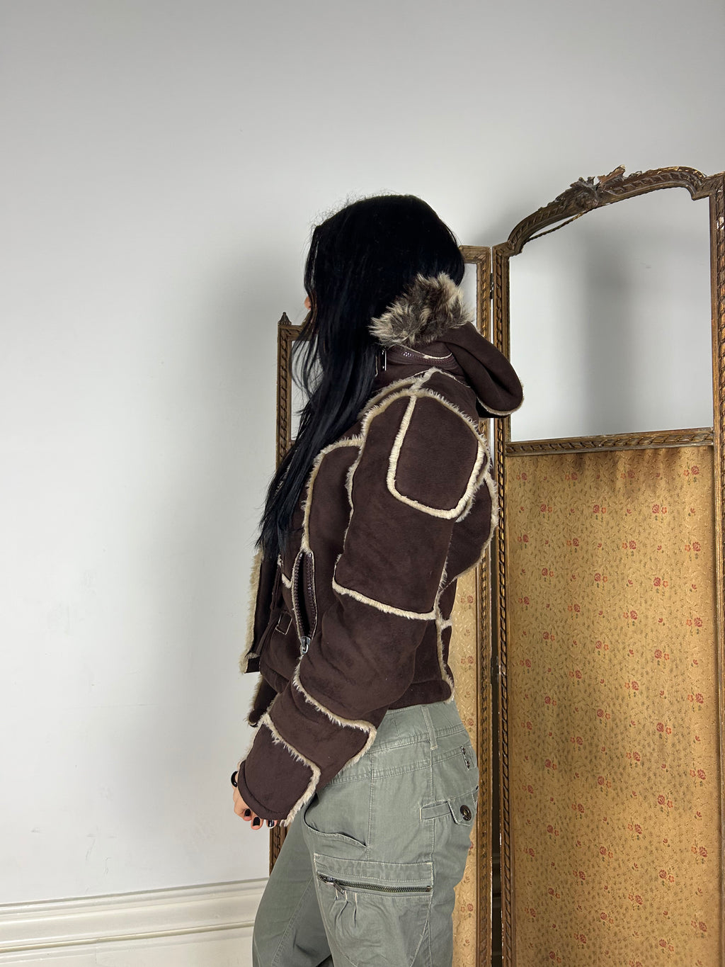 Brown Winter Cropped Coat