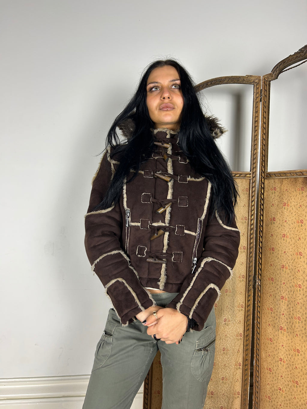 Brown Winter Cropped Coat